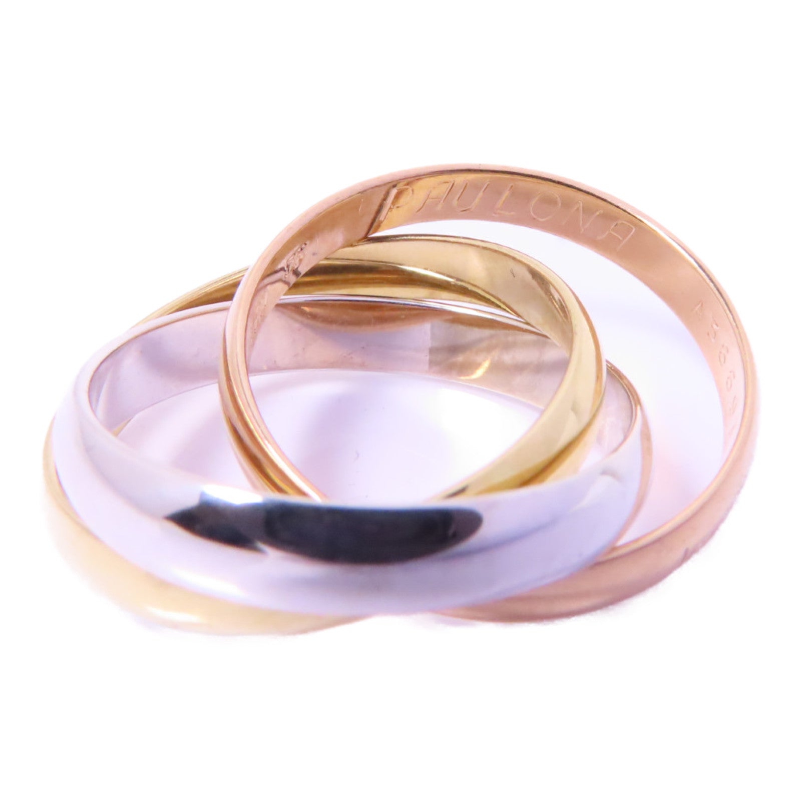 CARTIER 18K黃金/白金/玫瑰金Trinity戒指Cartier#53/US#6.5