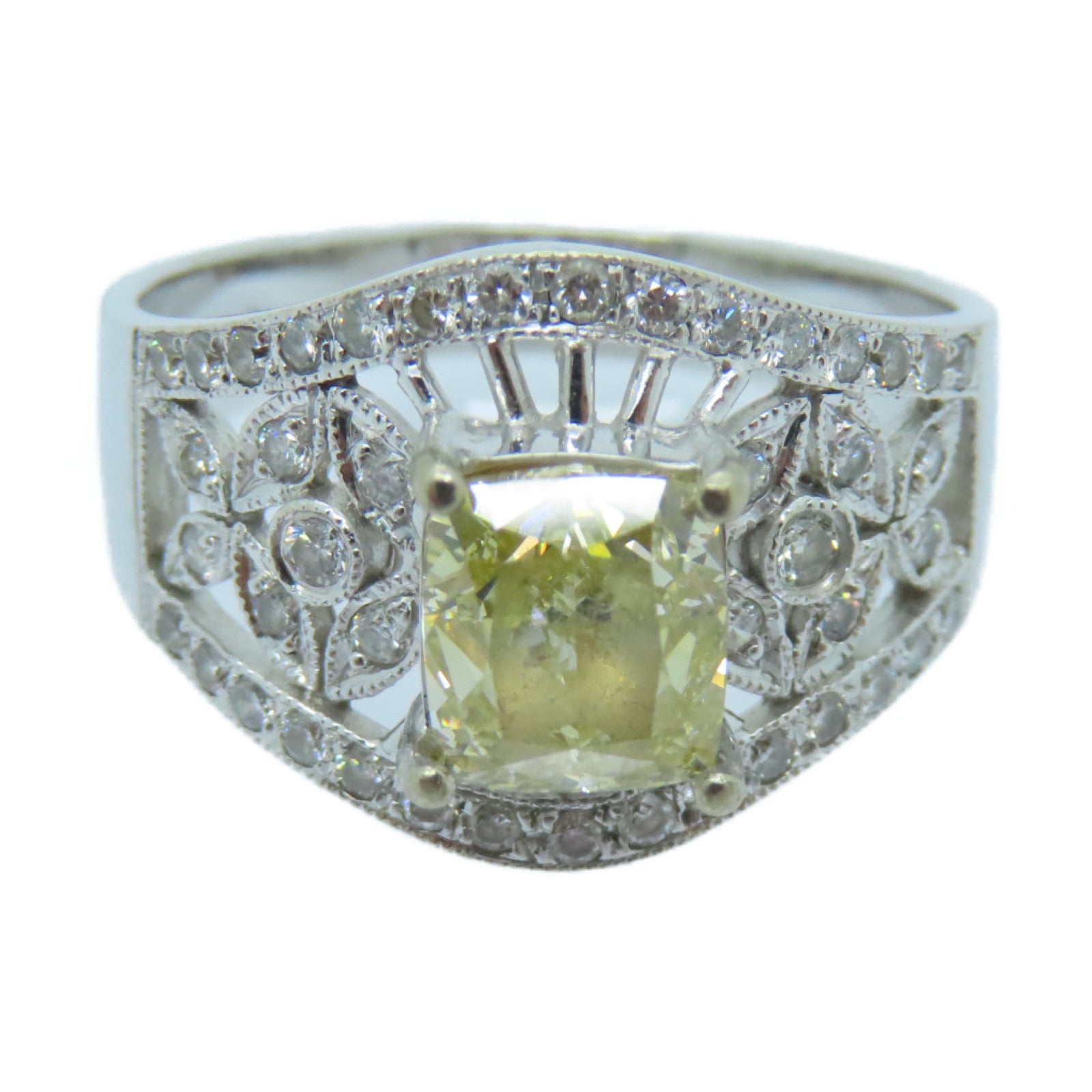 JEWELRY 18K White Gold Diamond Ring 1.74ct Diamond Ring US#8.5