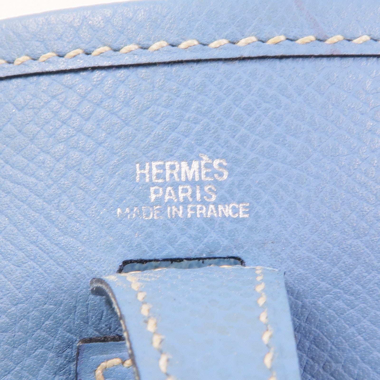 HERMES Clemence皮革Evelyne TPM銀扣手挽袋Bleu Jean