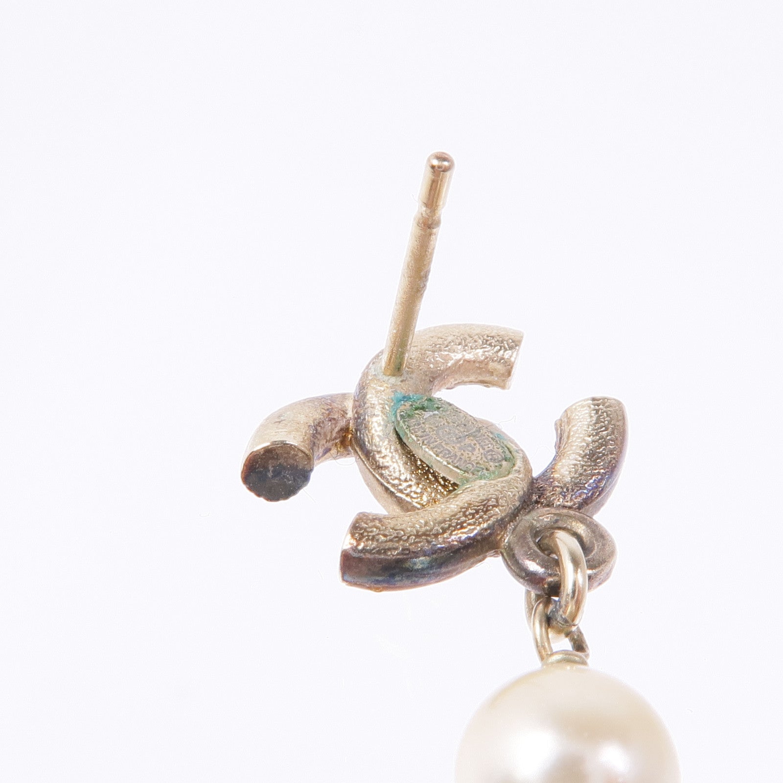 CHANEL CC Earrings Accessories PVC Metal Gold White