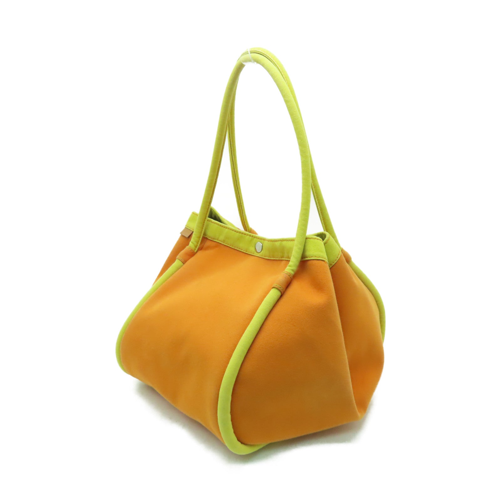 HERMES **【清倉大減價】帆布Lindy Beach Bag銀扣肩背袋橙色/黃色