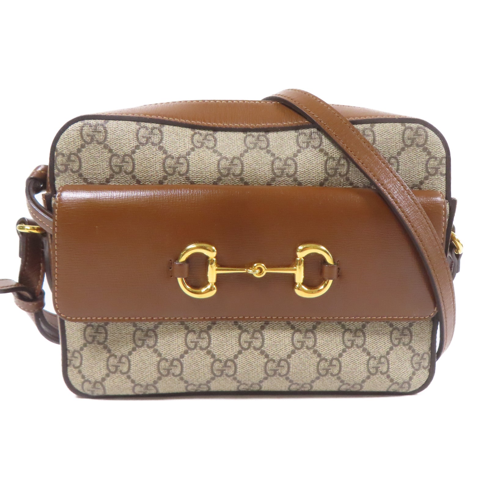 GUCCI 塗層帆布Horsebit 1955 Small Camera Bag金扣肩背袋