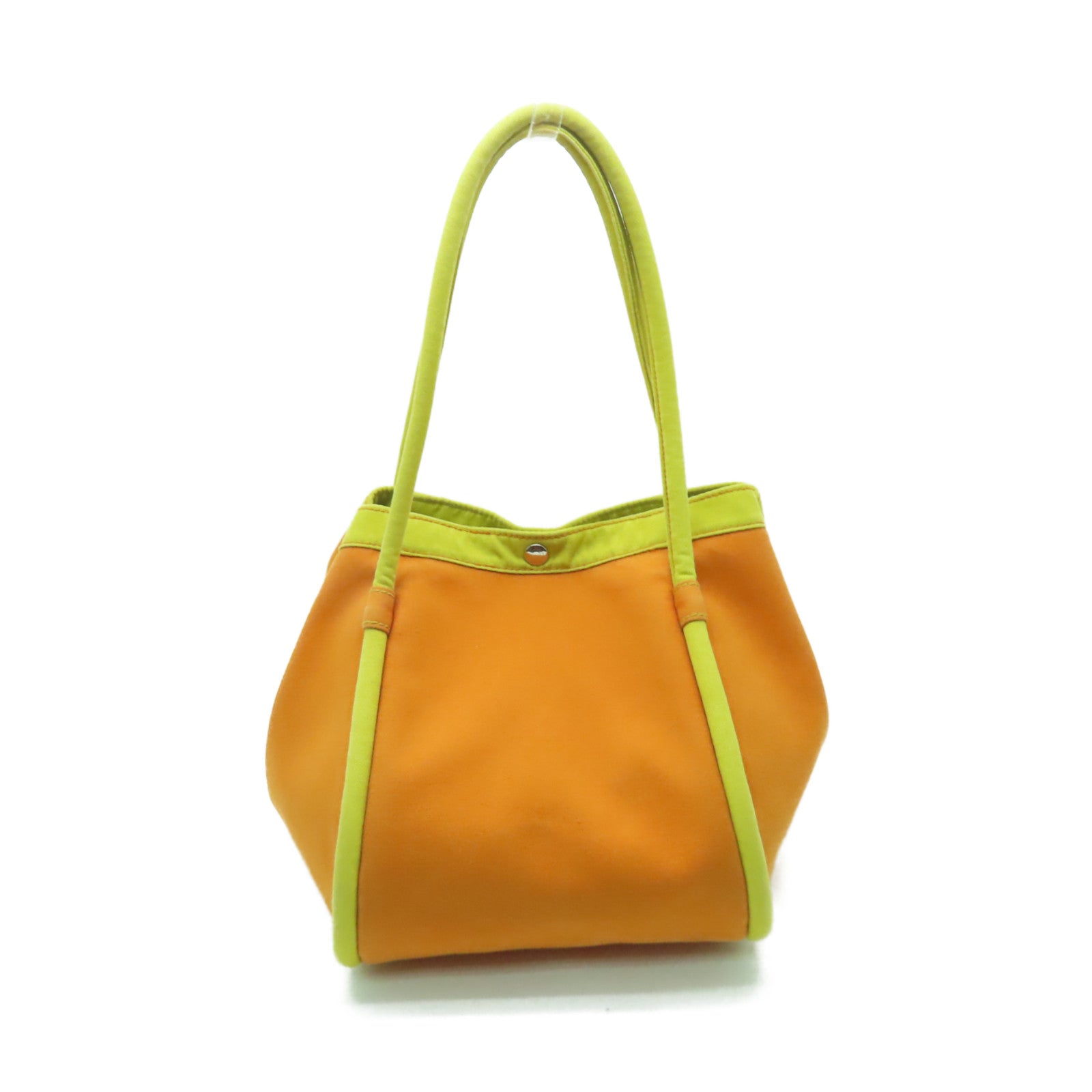 HERMES **【清倉大減價】帆布Lindy Beach Bag銀扣肩背袋橙色/黃色