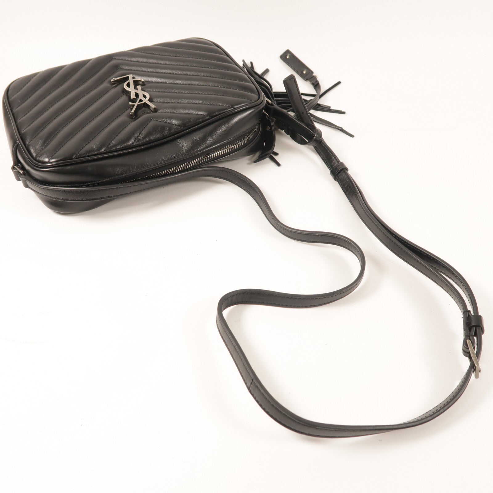 SAINT LAURENT 牛皮皮革Lou Camera銀扣肩背袋