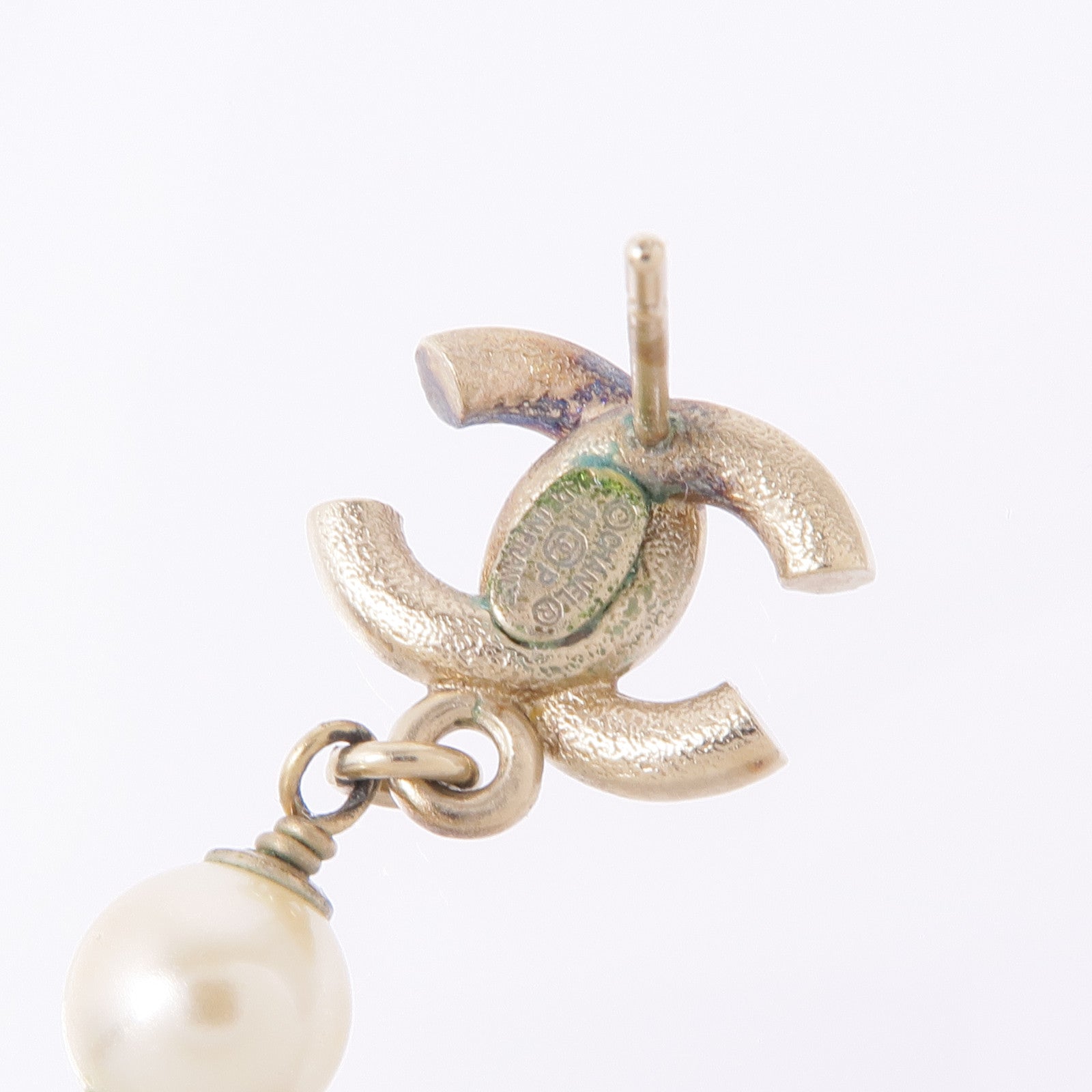 CHANEL CC Earrings Accessories PVC Metal Gold White