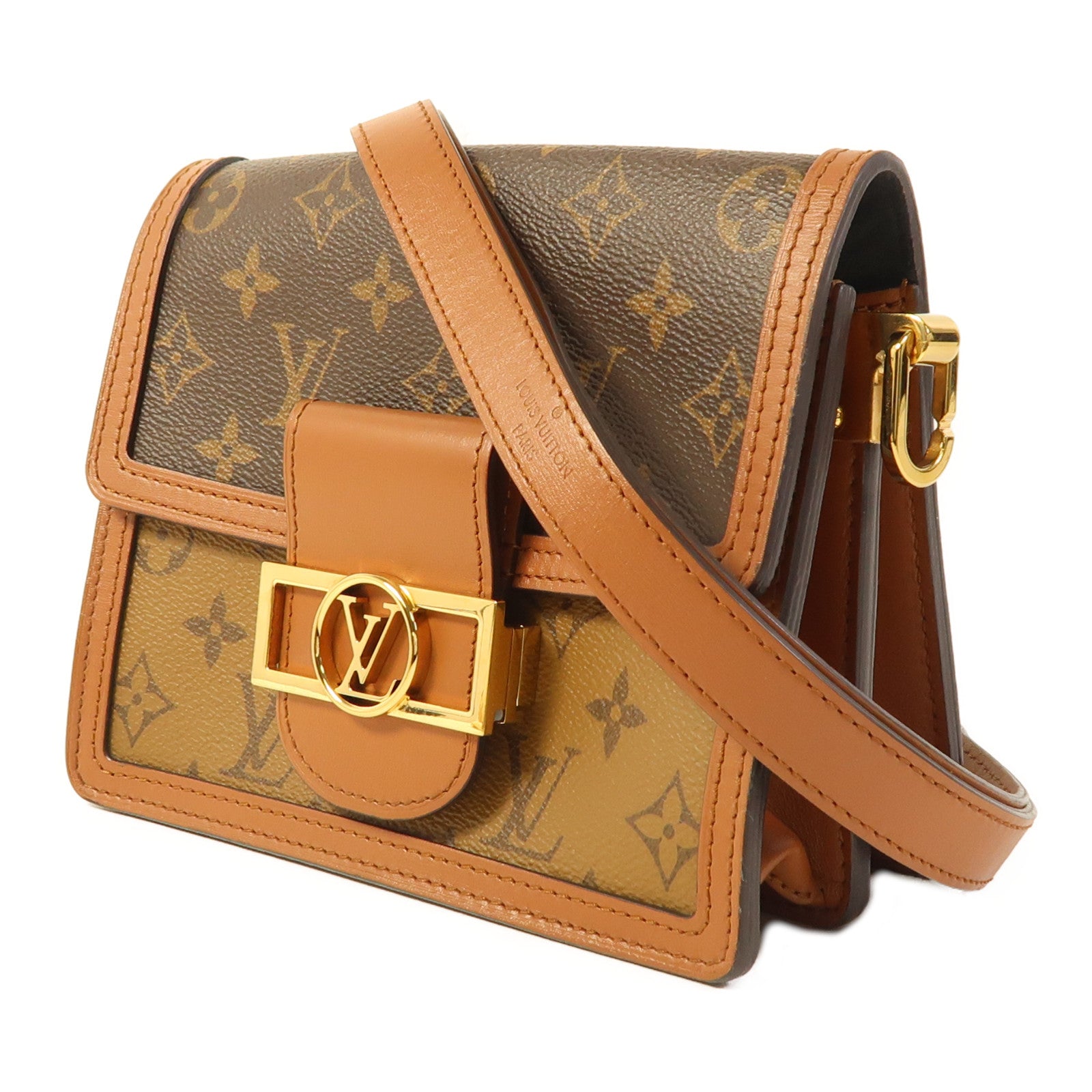 LOUIS VUITTON Monogram Reverse Mini Dauphine金扣肩背袋