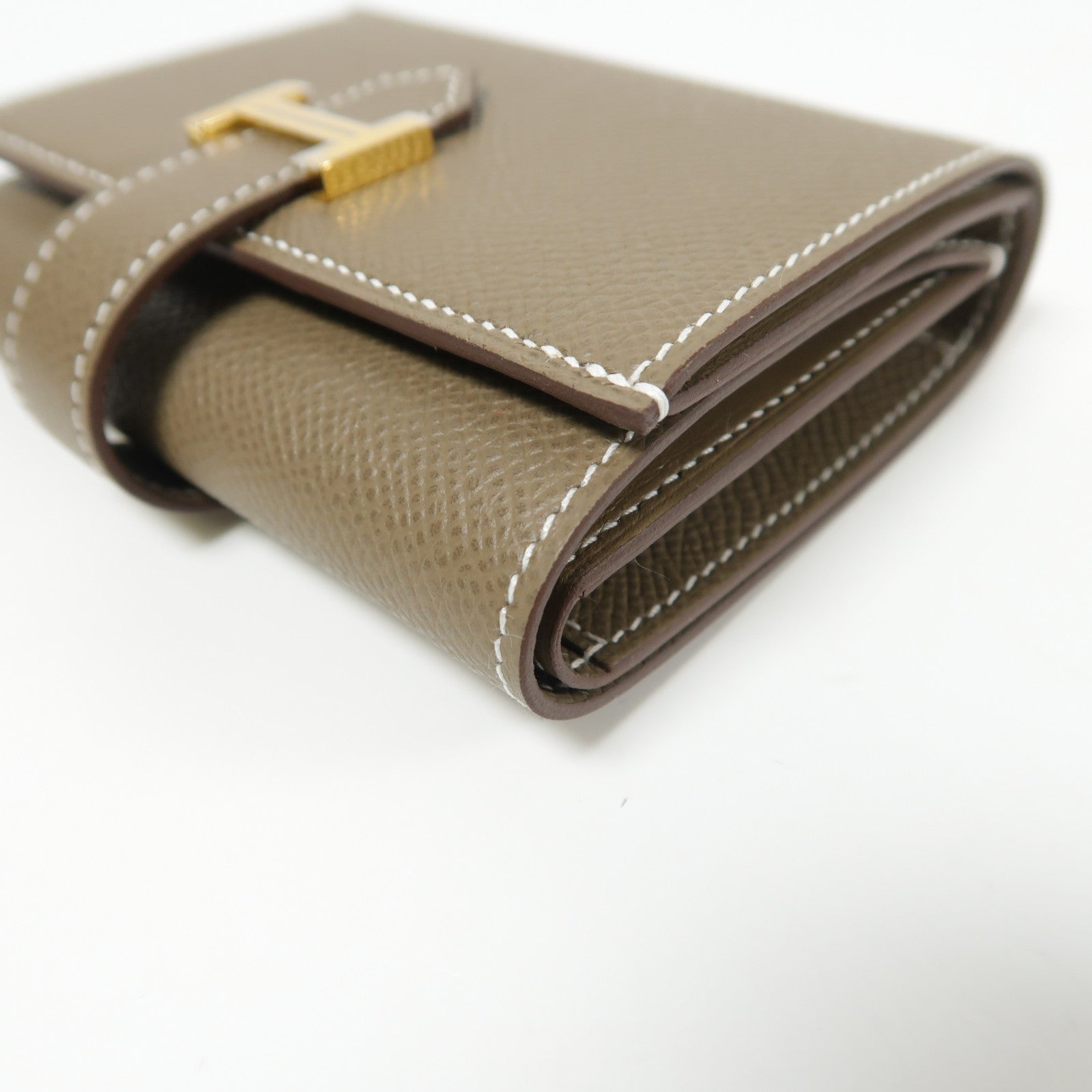 HERMES Epsom皮革Bearn Wallet金扣錢包Etoupe