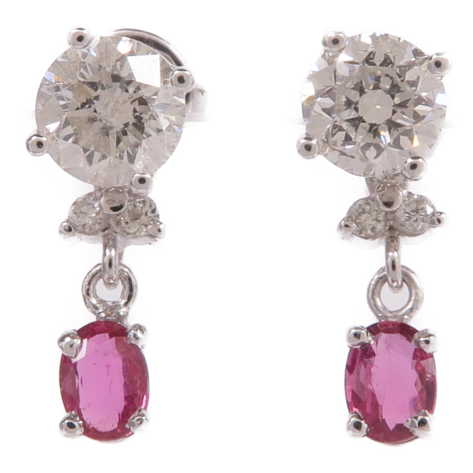 JEWELRY 18K白金Ruby Diamond Earrings紅寶石/鑽石耳環