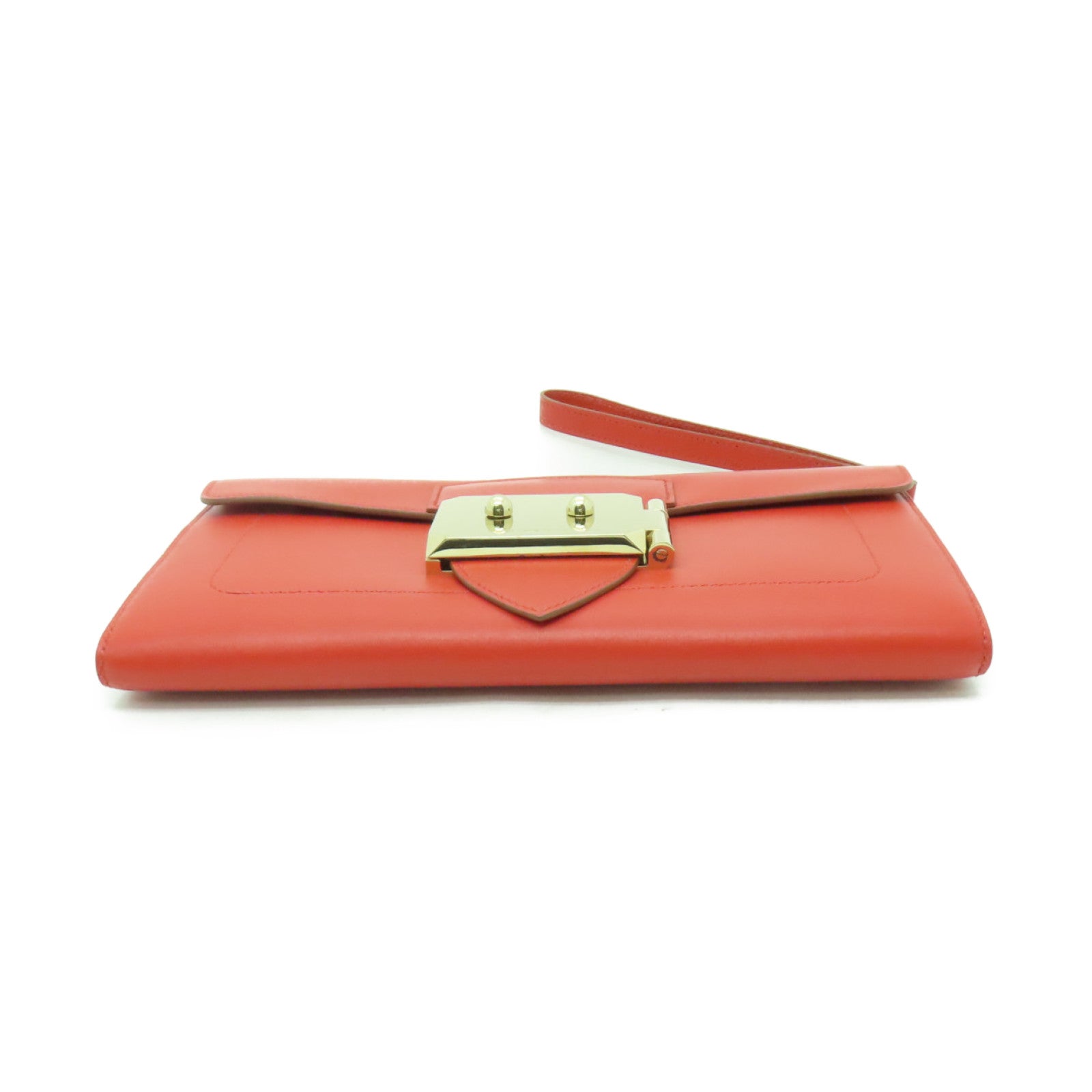 HERMES 【激減優惠】Tadelakt皮革Sac Rock Clutch金扣手拿包Capucine紅色