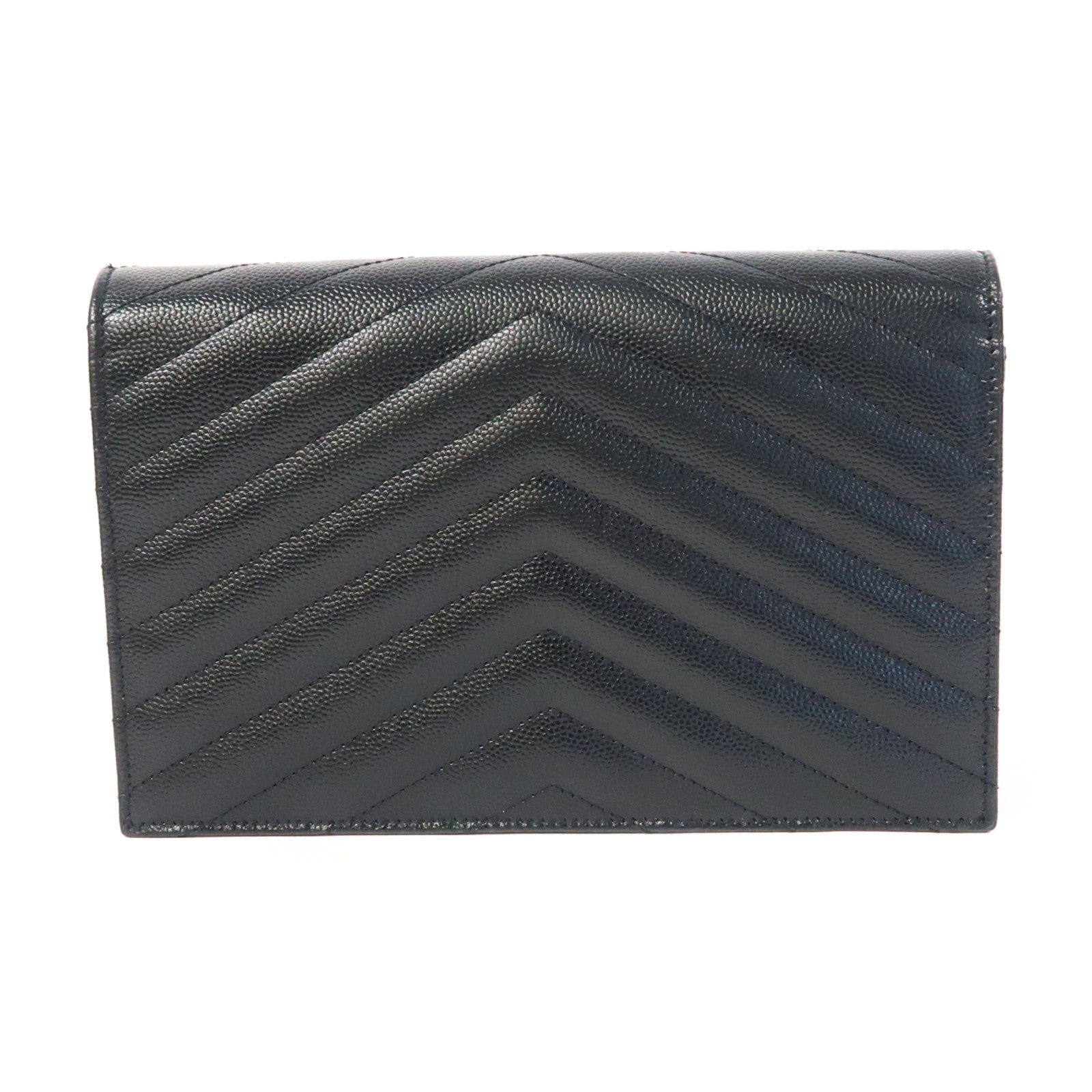 SAINT LAURENT 斜紋牛皮皮革Chain Shoulder Bag金扣鏈帶肩背袋黑色