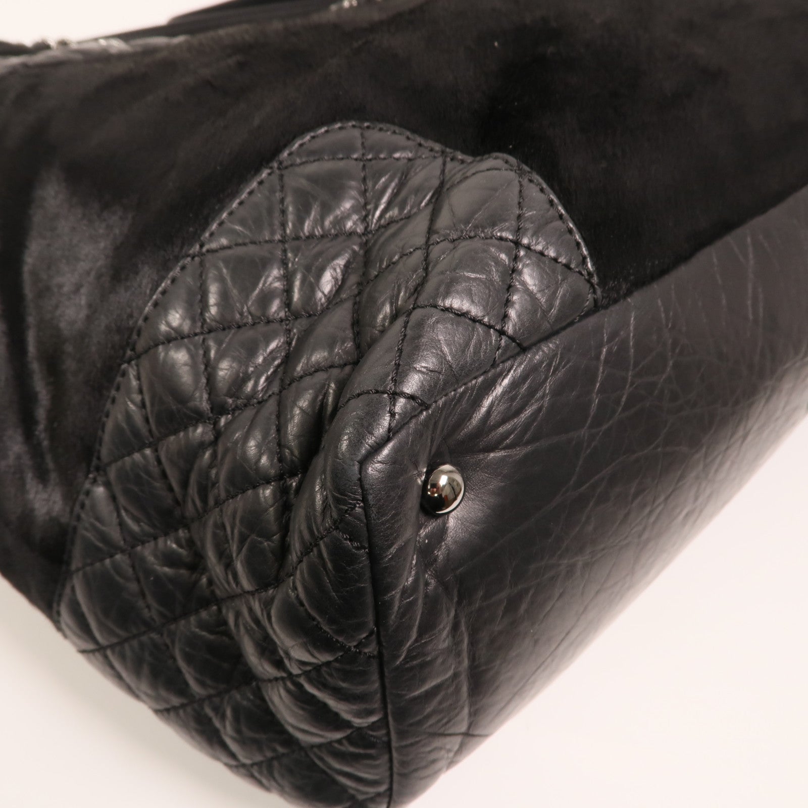 CHANEL 馬毛/牛皮皮革Totebag銀扣鏈帶手挽袋