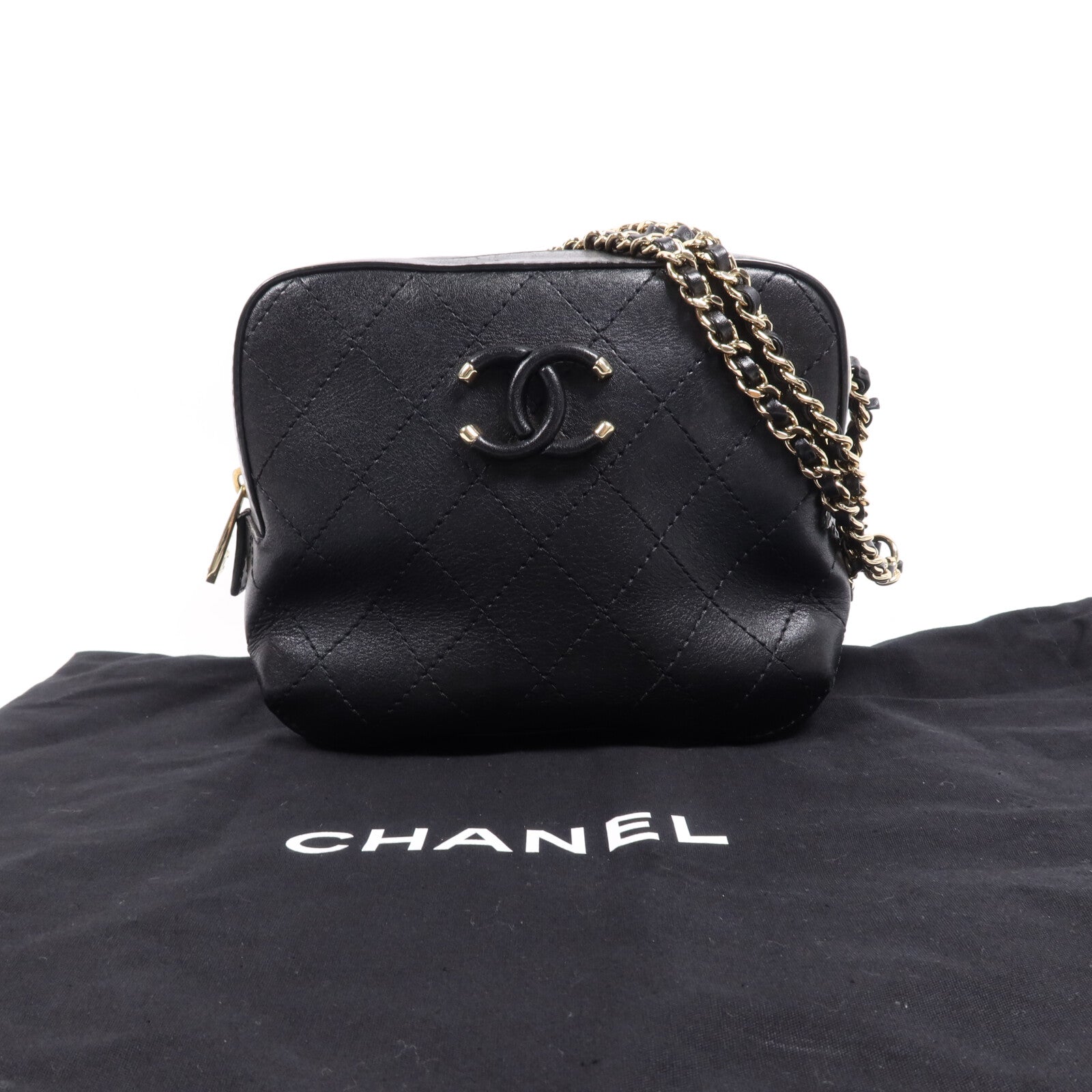 CHANEL 牛皮皮革Chain Shoulder Bag金扣鏈帶肩背袋