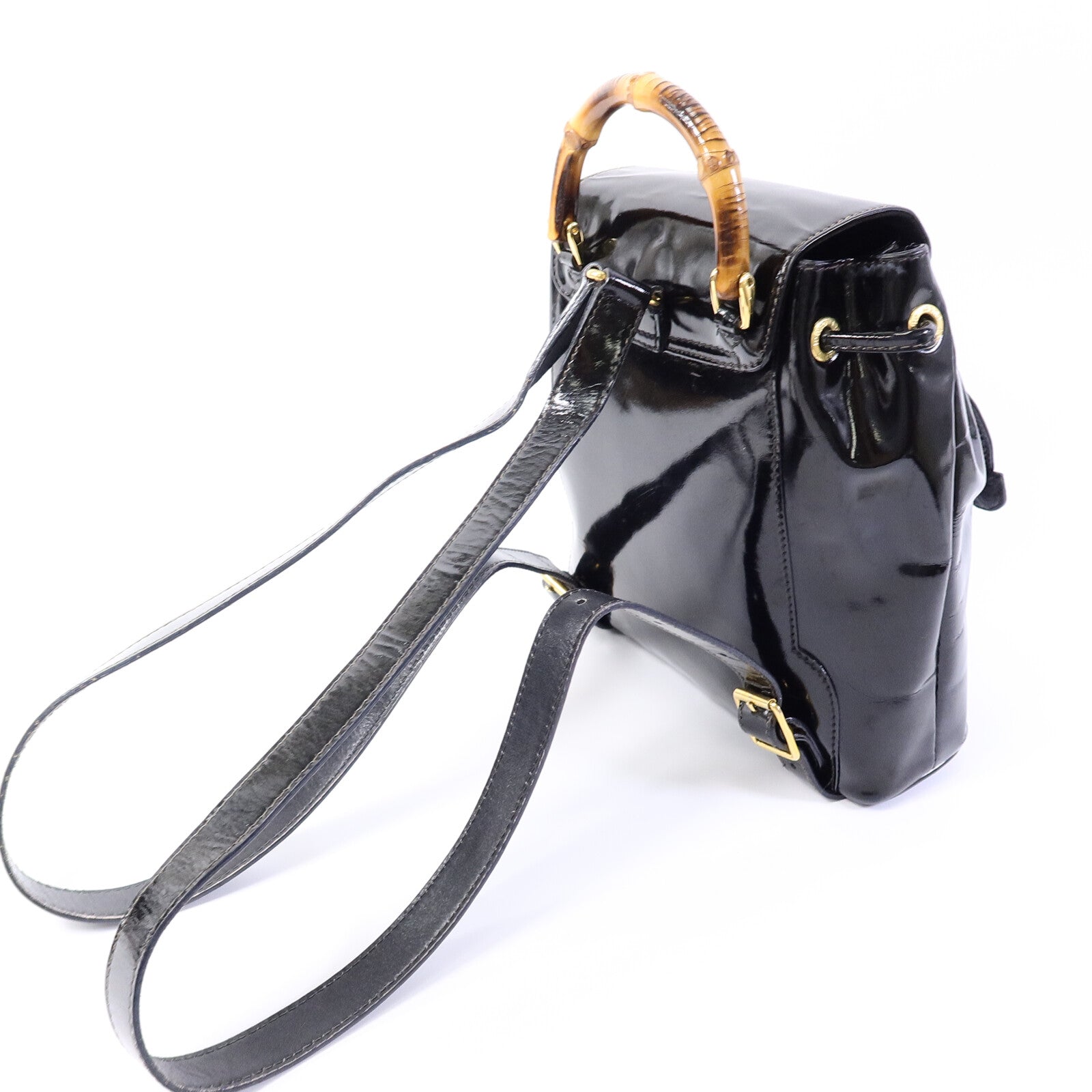 GUCCI 漆皮皮革Mini Bamboo Backpack背包