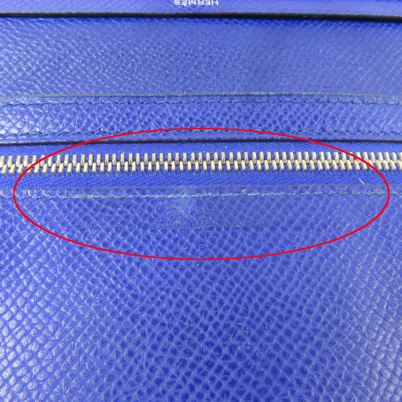 HERMES 【激減優惠】Epsom皮革Bearn W Snap銀扣長錢包藍色