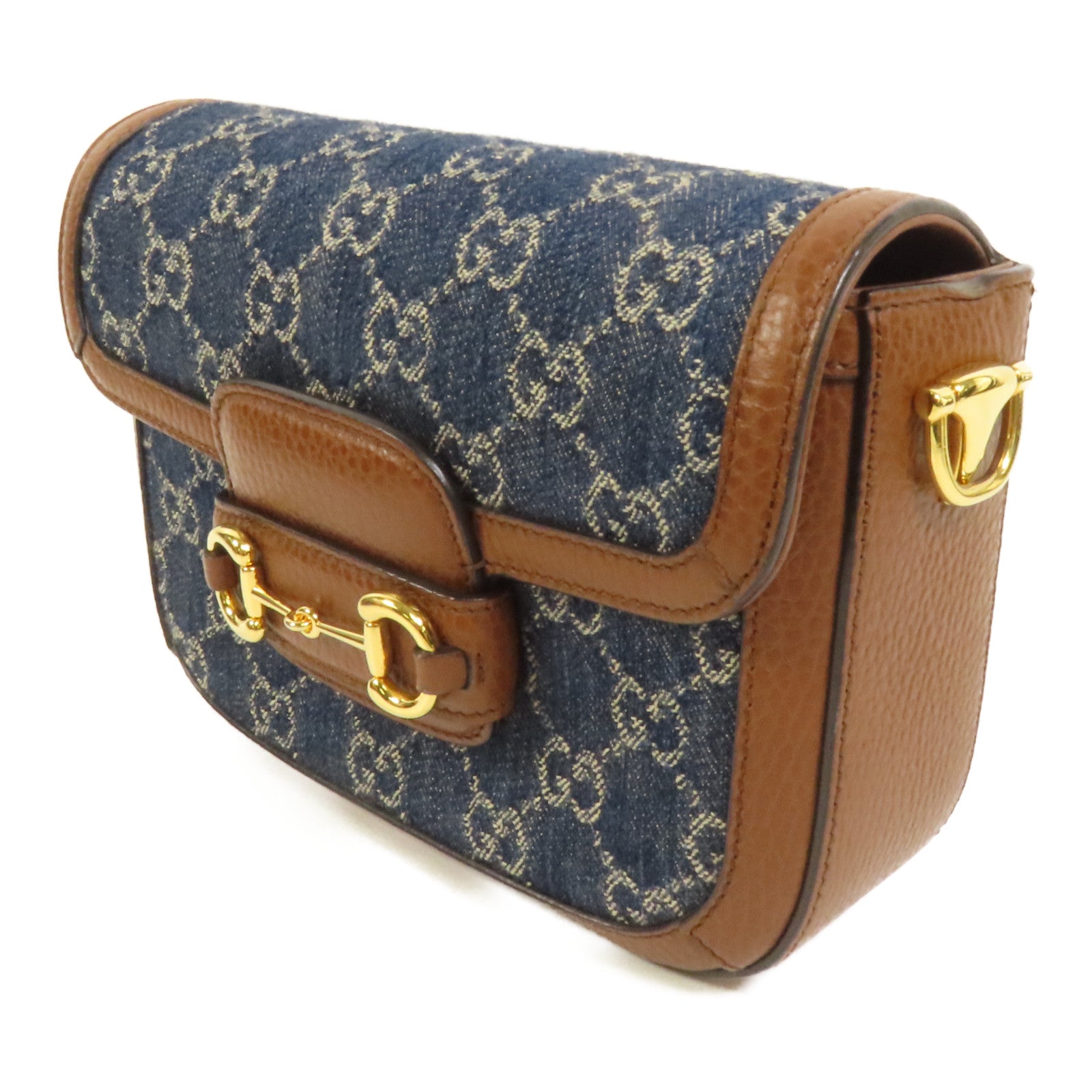 GUCCI Denim Horsebit 1955 Small肩背袋