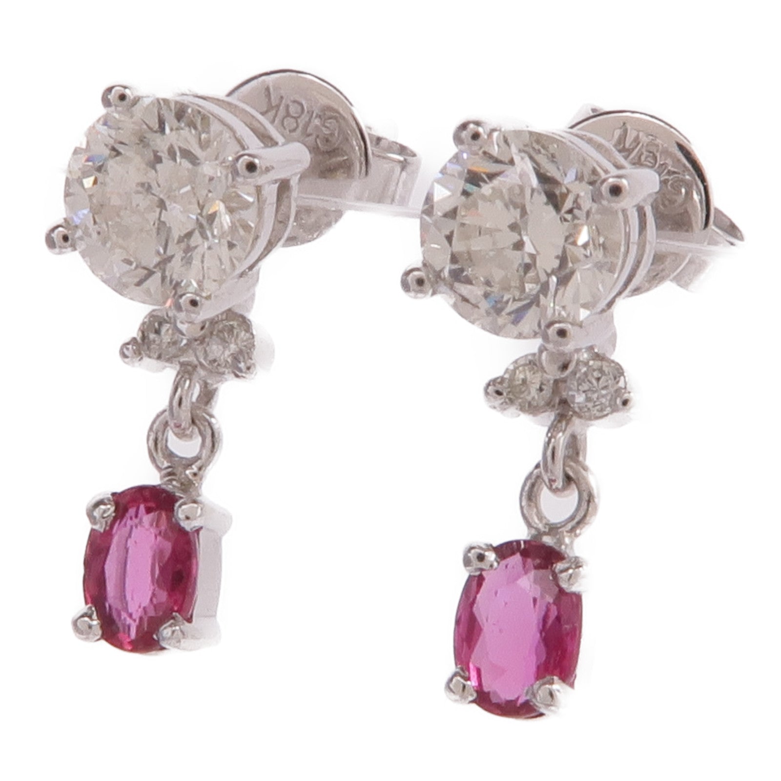 JEWELRY 18K白金Ruby Diamond Earrings紅寶石/鑽石耳環