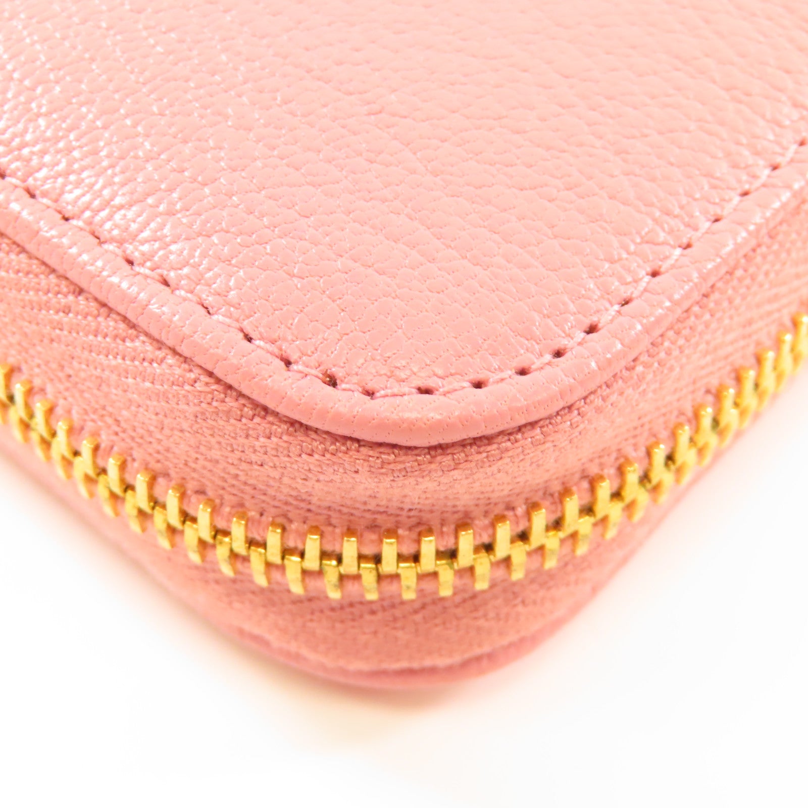 Miu Miu 牛皮皮革Long Wallet金扣長錢包粉紅色