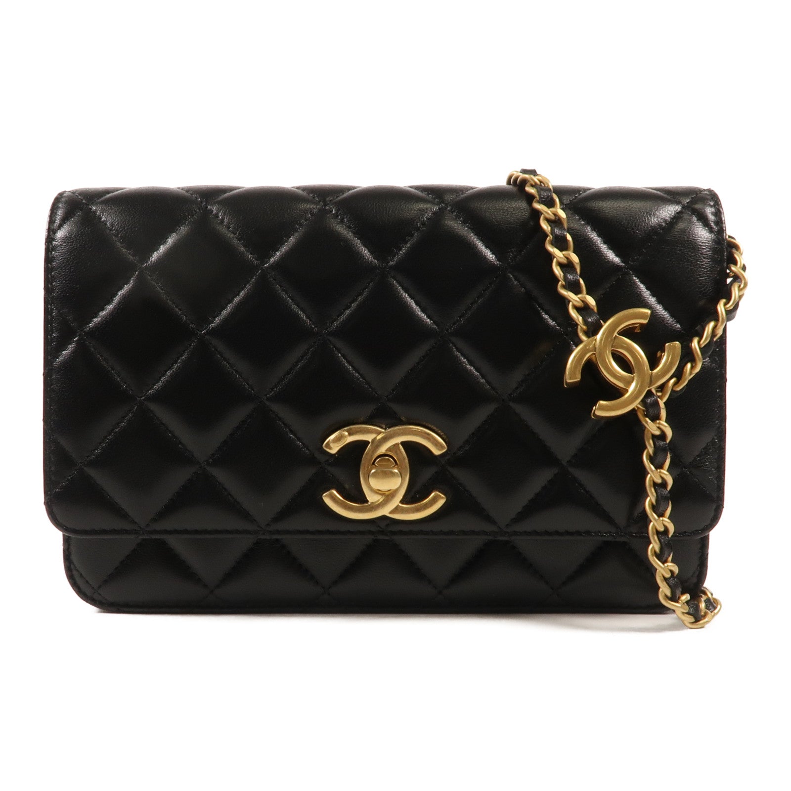 CHANEL 羊皮皮革WOC Wallet On Chain金扣鏈帶肩背袋