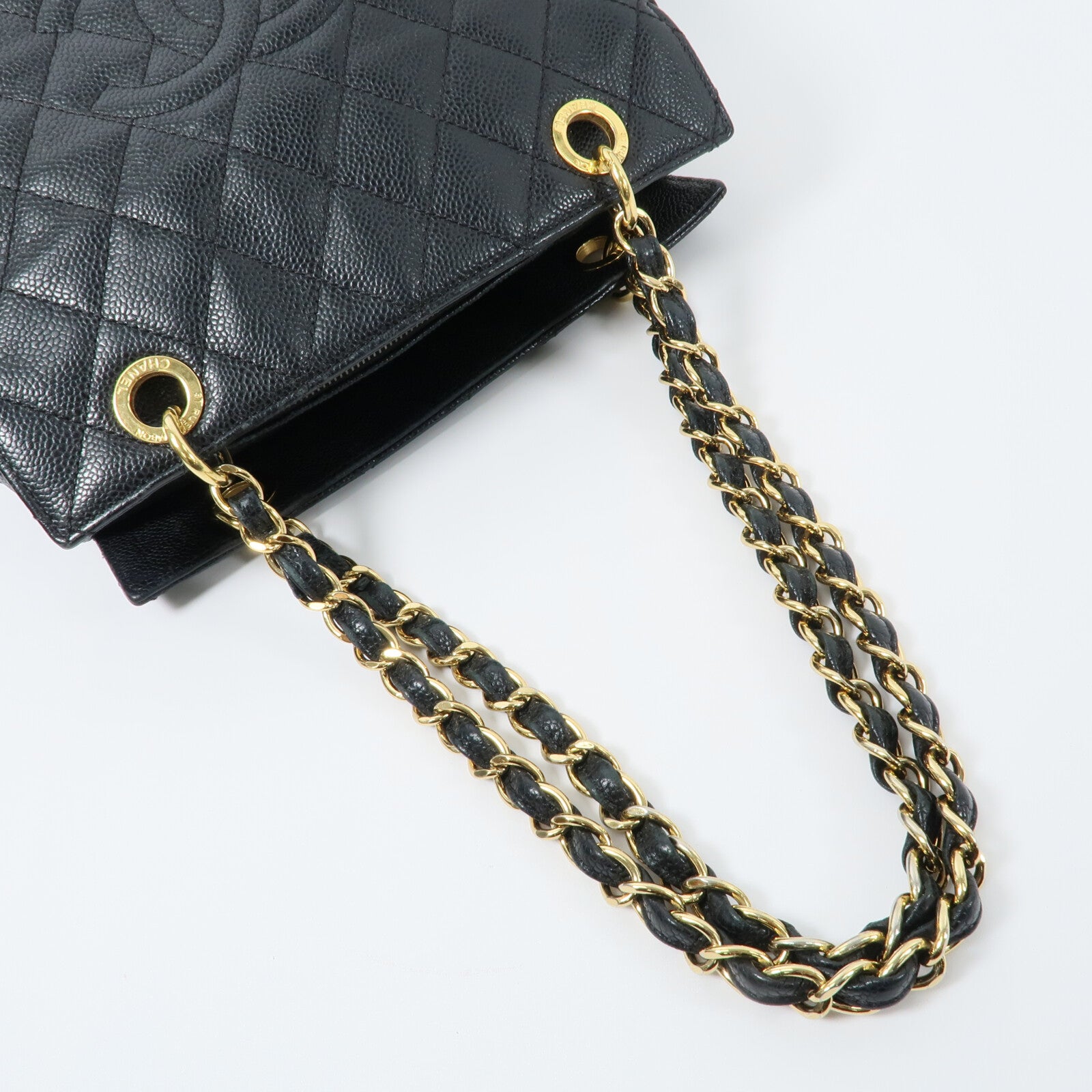 CHANEL 牛皮皮革PTT Petite Timeless Tote Bag鏈帶肩背袋