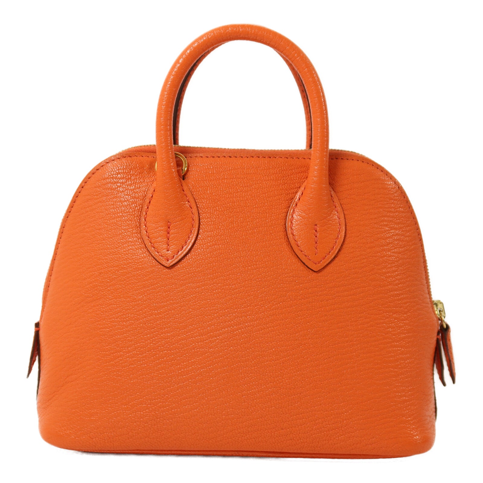HERMES Chevre皮革Mini Bolide金扣手挽肩背兩用袋Orange Poppy