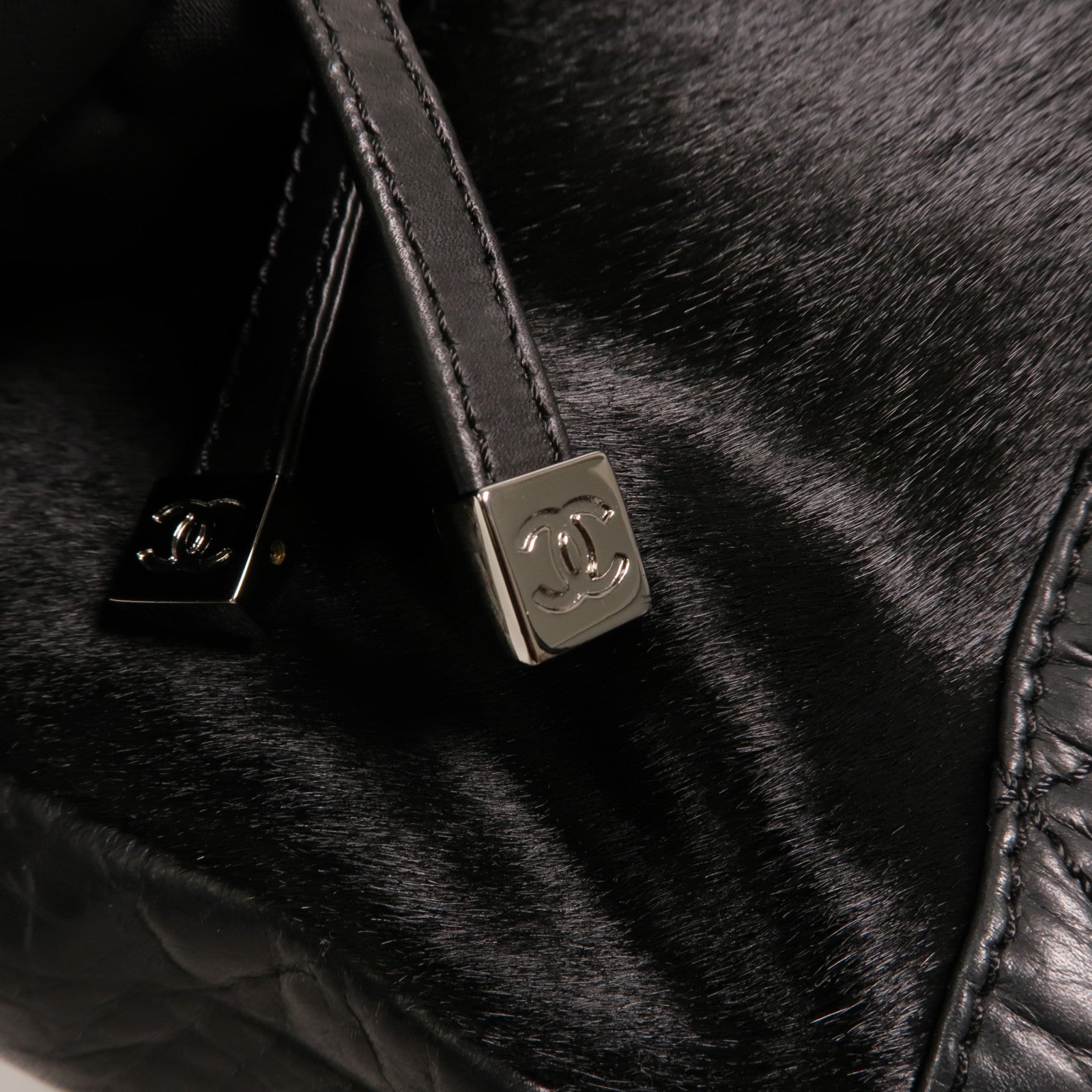 CHANEL 馬毛/牛皮皮革Totebag銀扣鏈帶手挽袋