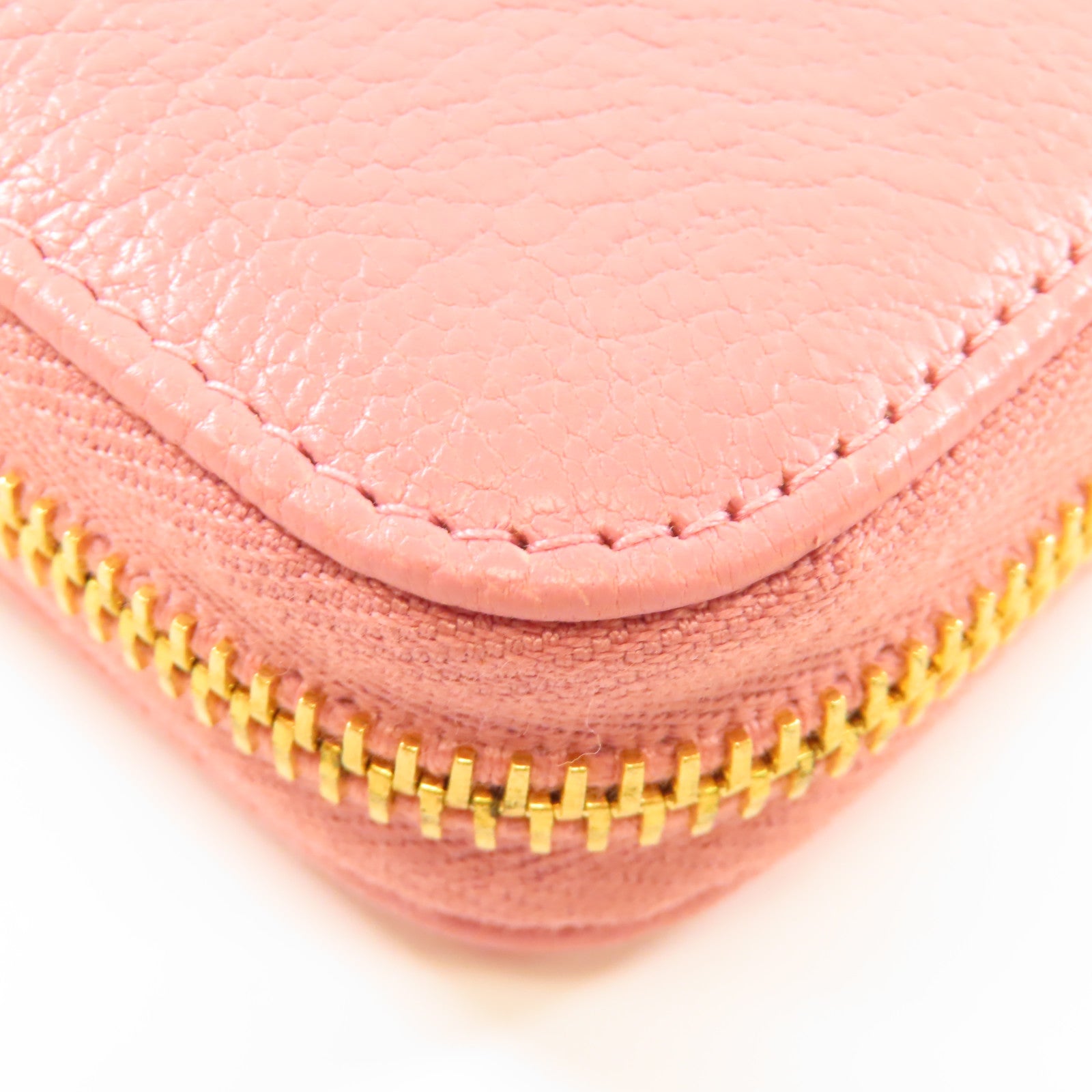 Miu Miu 牛皮皮革Long Wallet金扣長錢包粉紅色