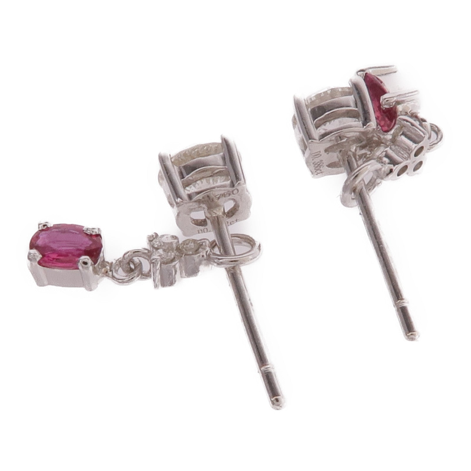 JEWELRY 18K白金Ruby Diamond Earrings紅寶石/鑽石耳環