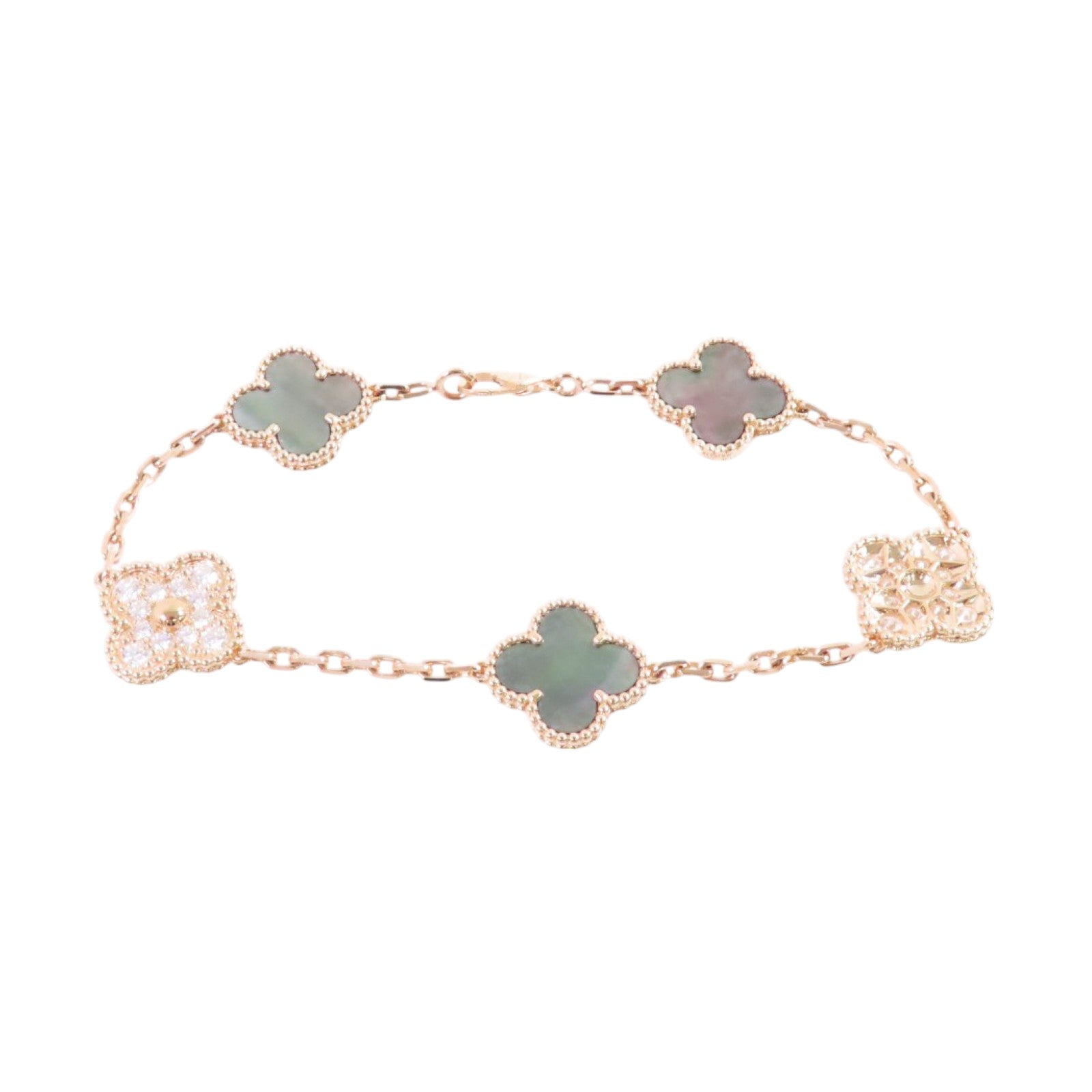 Van Cleef & Arpels 18K玫瑰金/鑽石/珍珠母Vintage Alhambra Bracelet手鏈