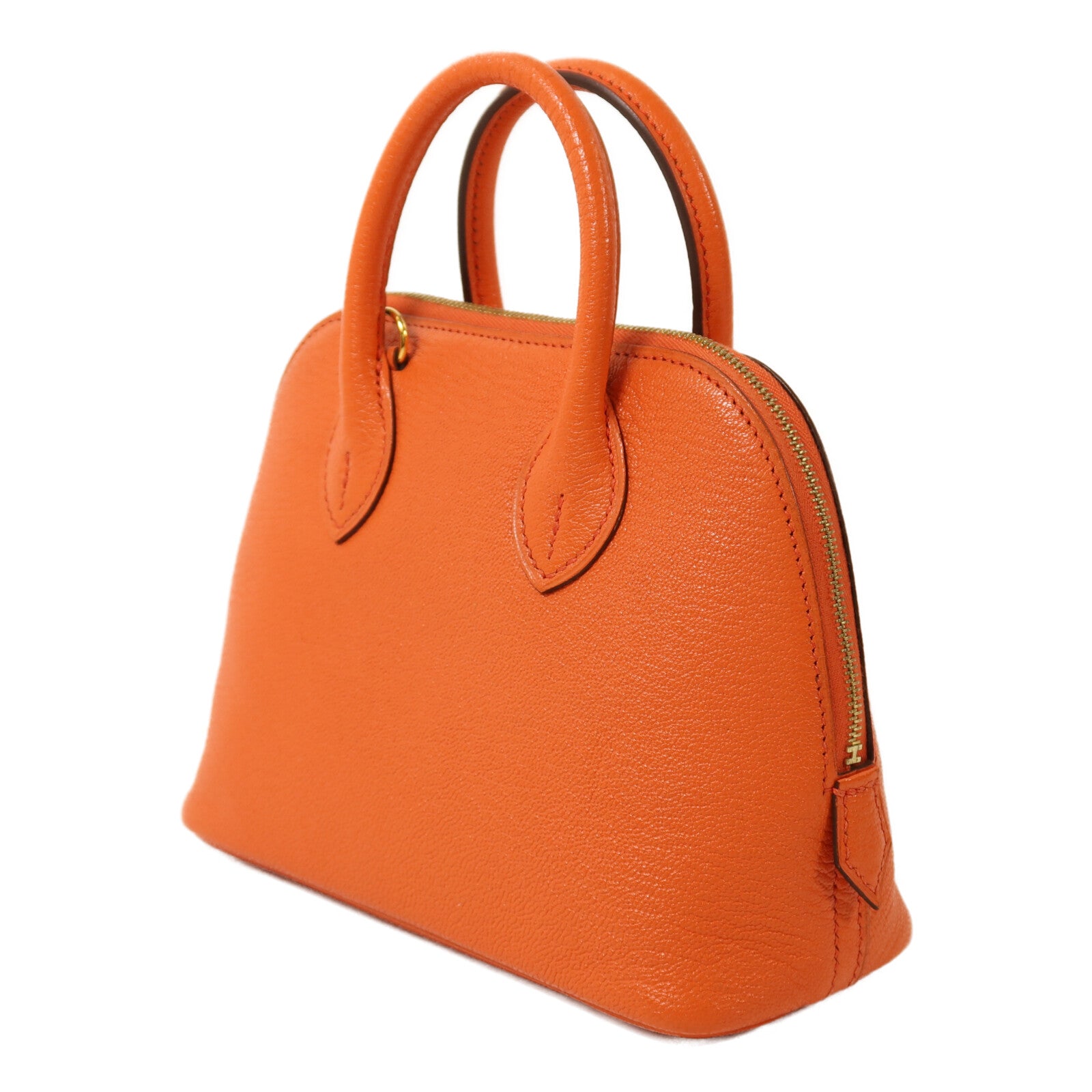 HERMES Chevre皮革Mini Bolide金扣手挽肩背兩用袋Orange Poppy