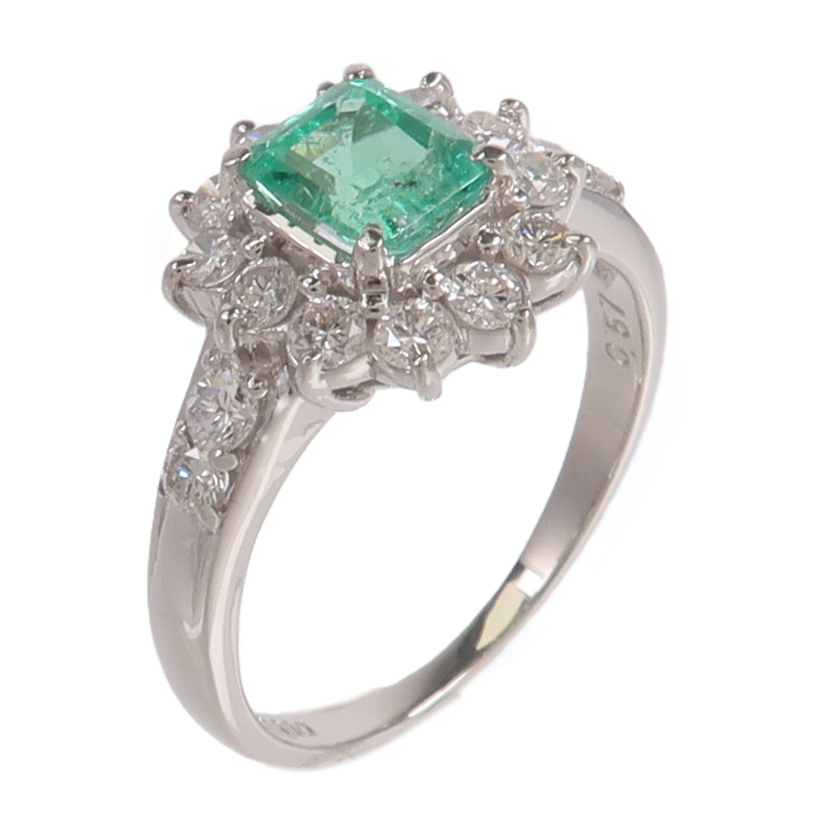 JEWELRY PT900鉑金Emerald Diamond Ring綠寶石/鑽石戒指