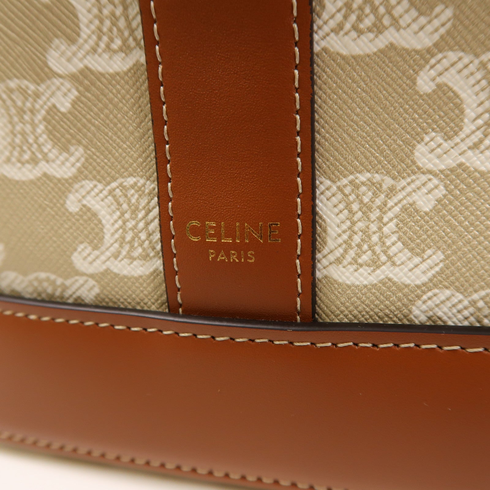 CELINE 塗層帆布Triomphe Bucket金扣肩背袋