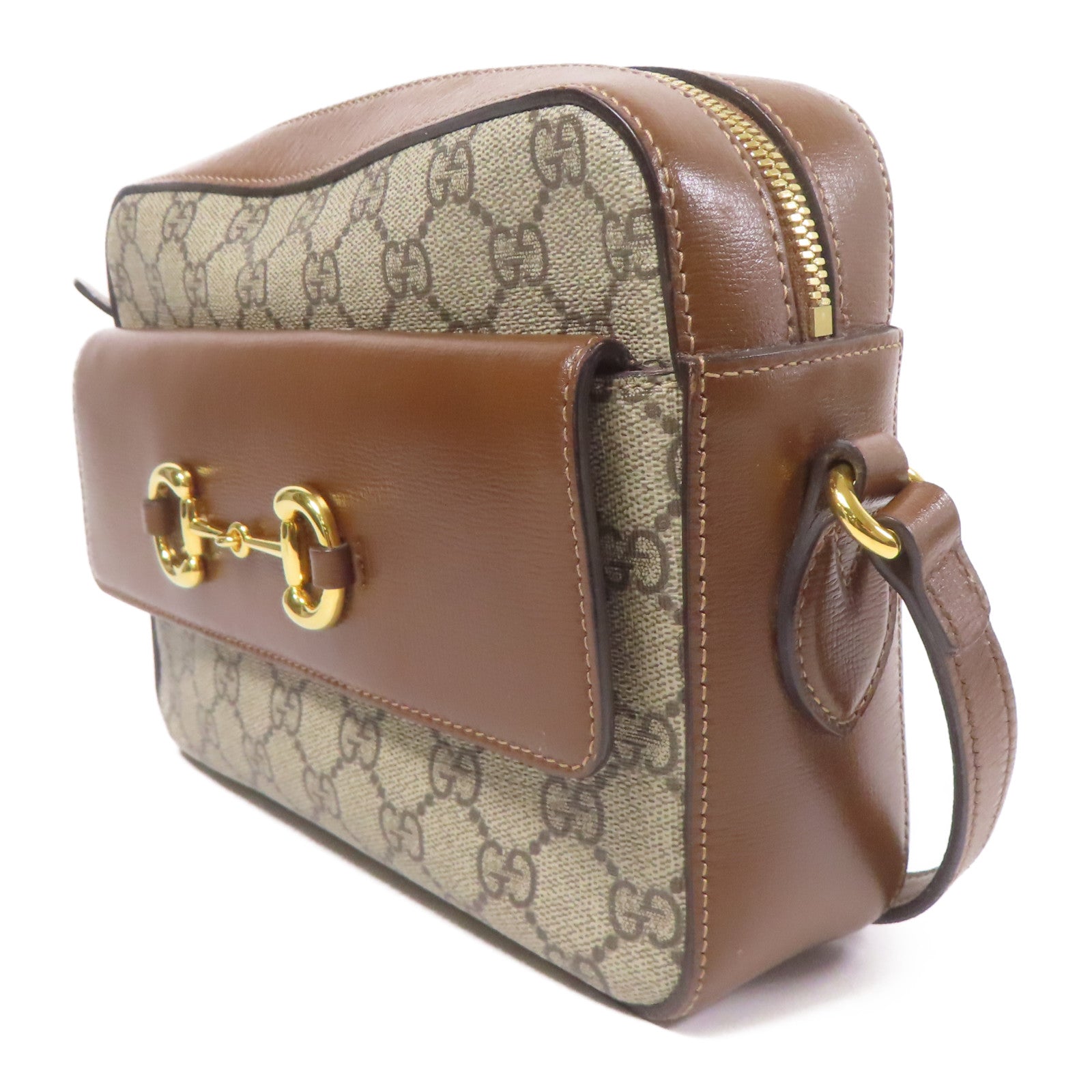 GUCCI 塗層帆布Horsebit 1955 Small Camera Bag金扣肩背袋