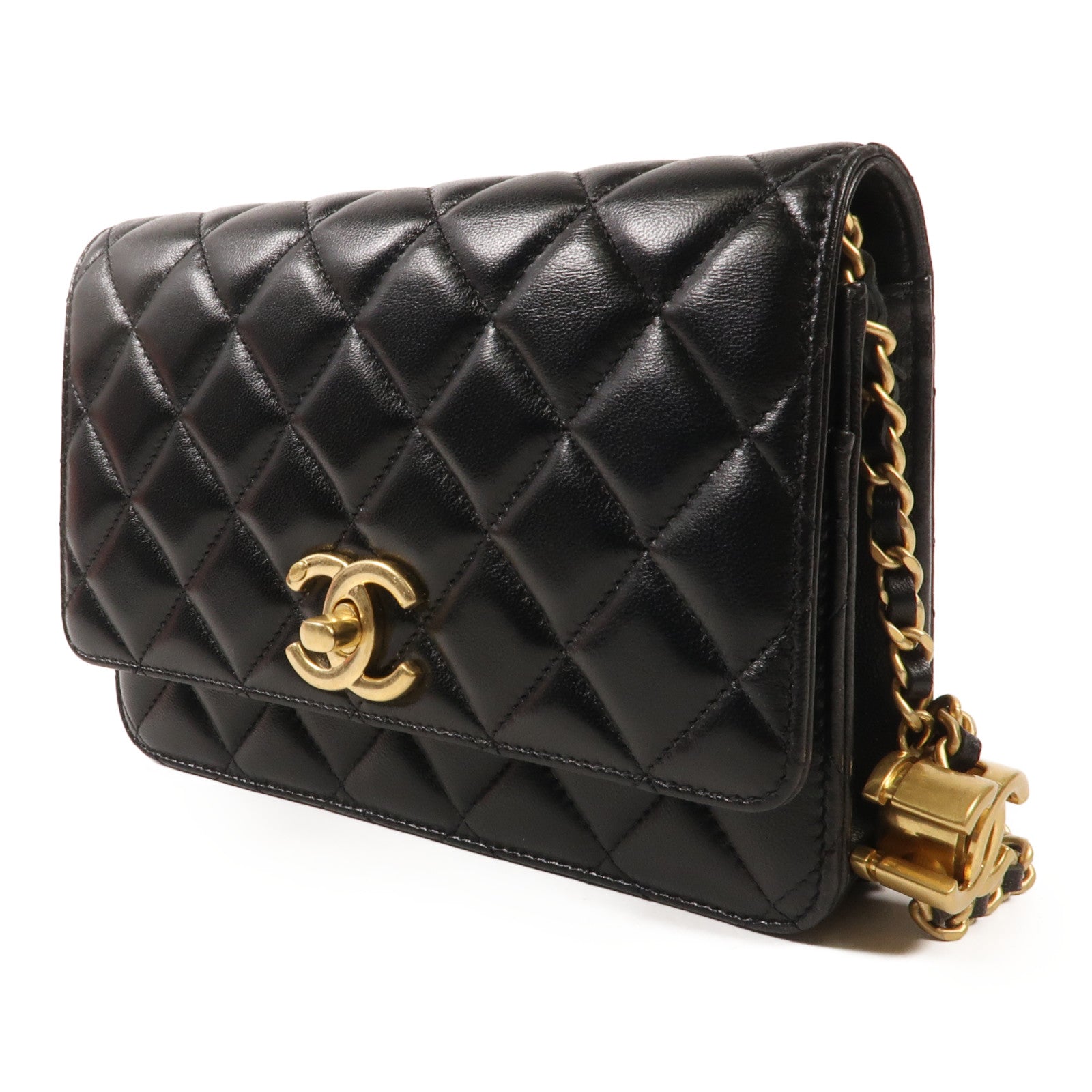 CHANEL 羊皮皮革WOC Wallet On Chain金扣鏈帶肩背袋
