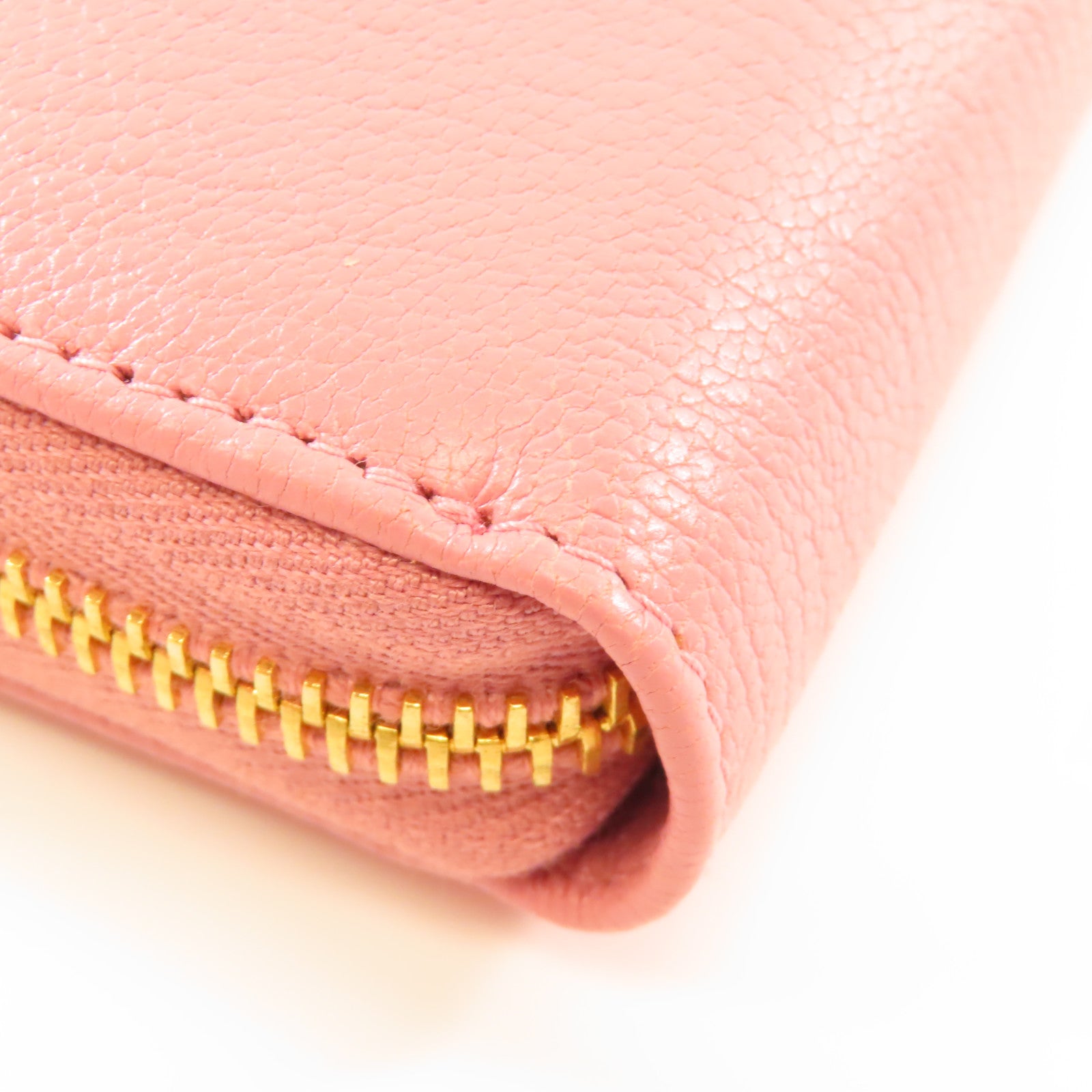 Miu Miu 牛皮皮革Long Wallet金扣長錢包粉紅色