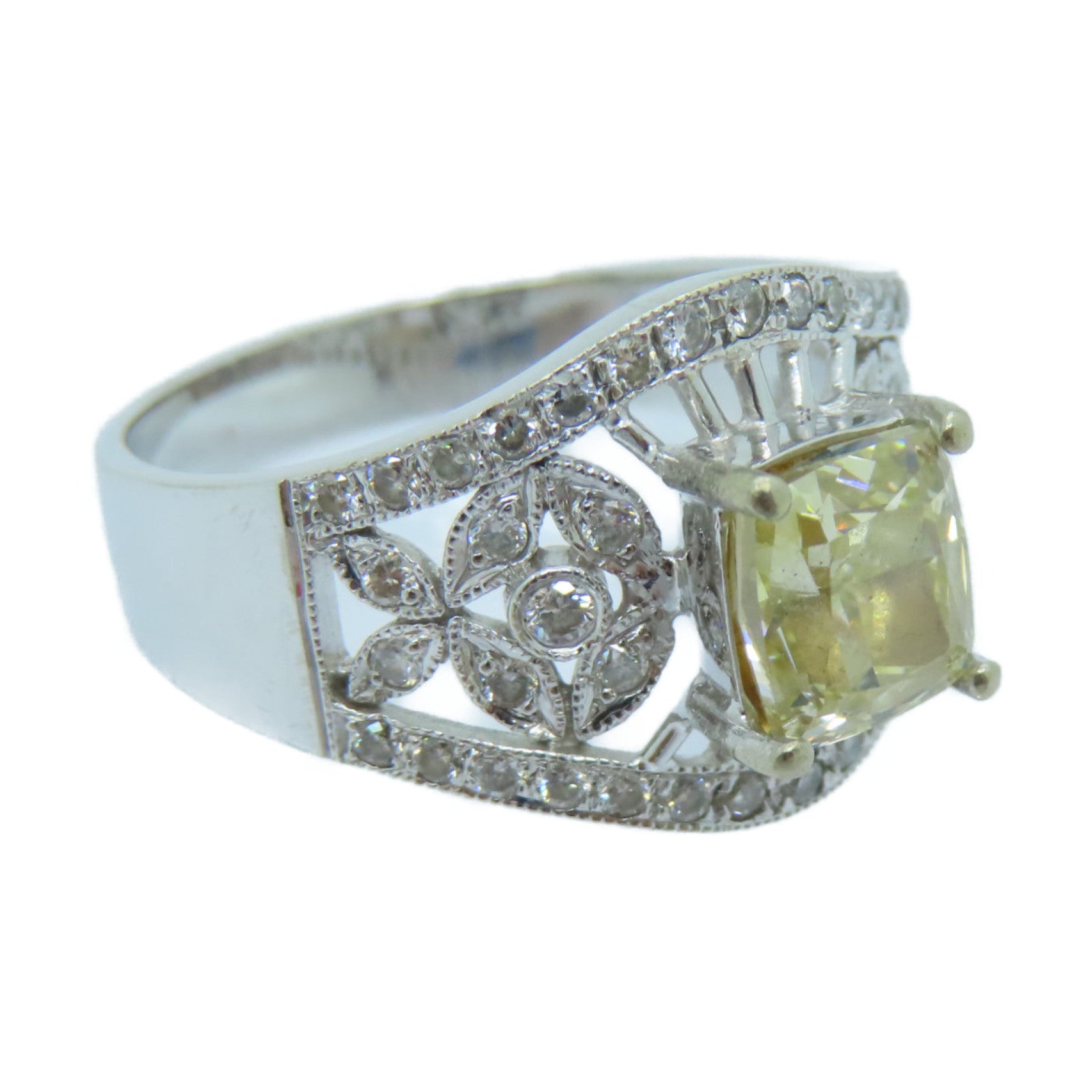 JEWELRY 18K White Gold Diamond Ring 1.74ct Diamond Ring US#8.5