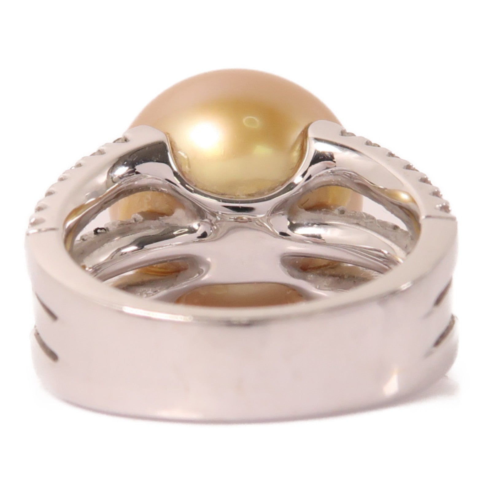 JEWELRY 18K白金Pearl Ring15.24ct珍珠/1.120ct鑽石戒指US#6.75