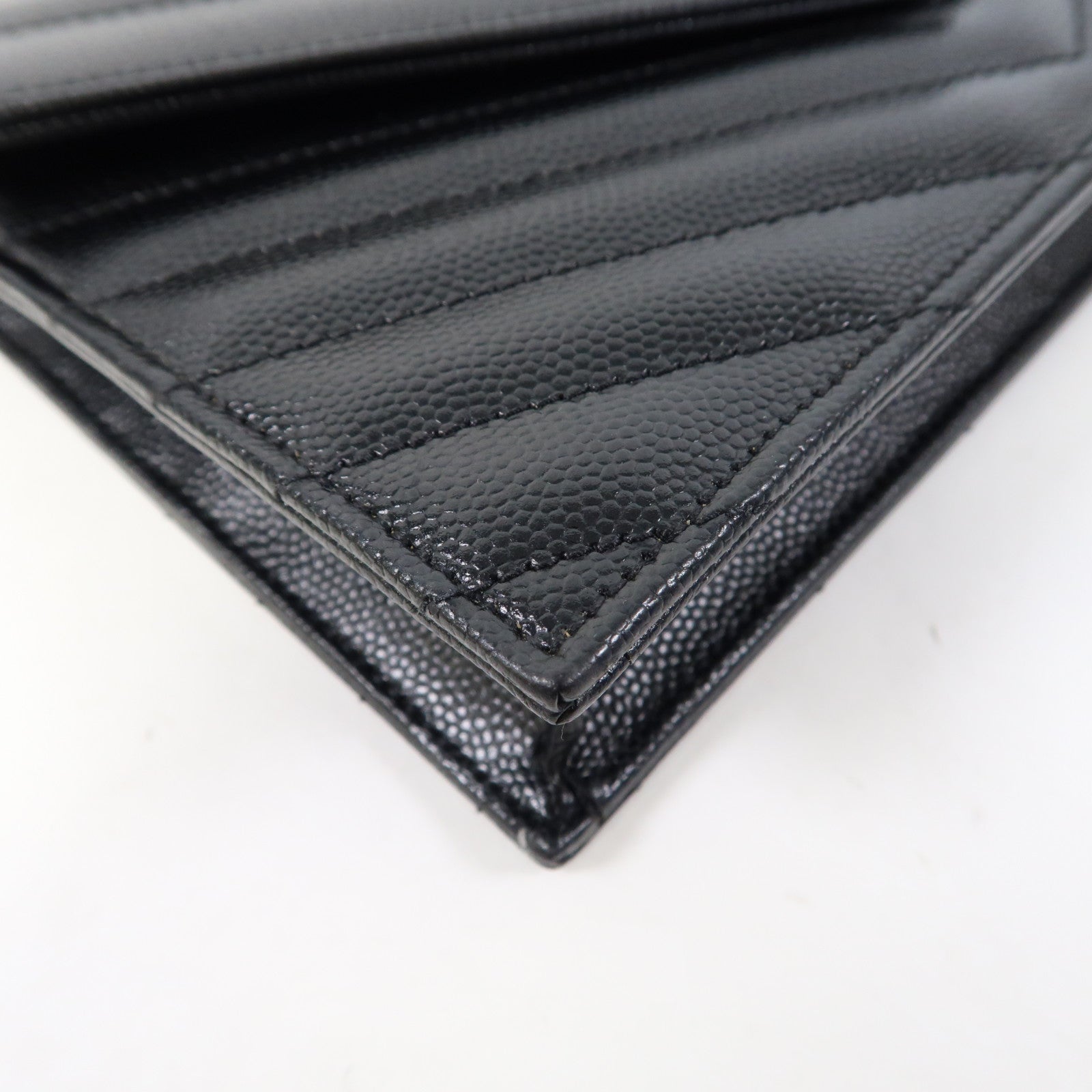 SAINT LAURENT 斜紋牛皮皮革Chain Shoulder Bag金扣鏈帶肩背袋黑色