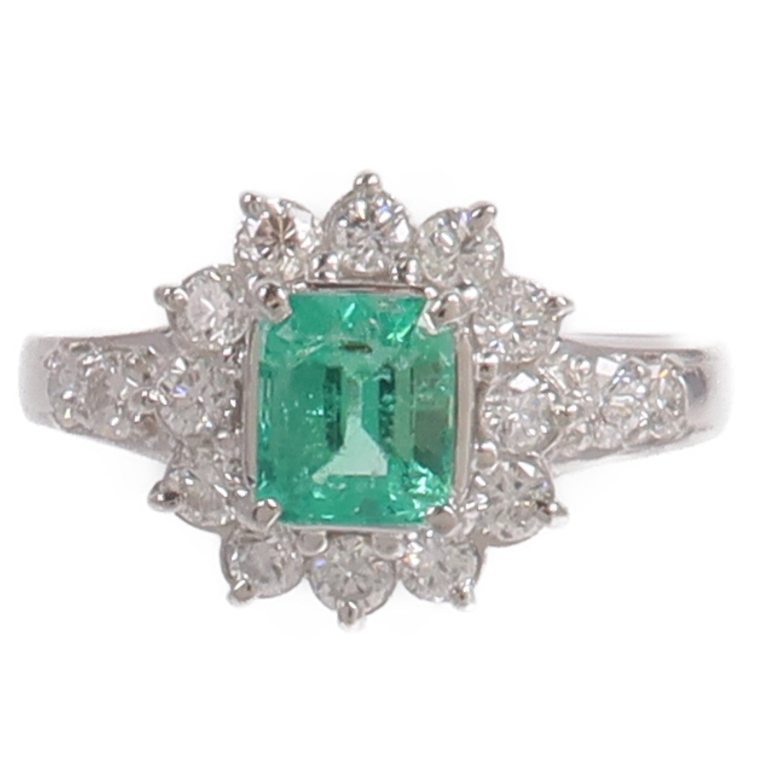 JEWELRY PT900鉑金Emerald Diamond Ring綠寶石/鑽石戒指