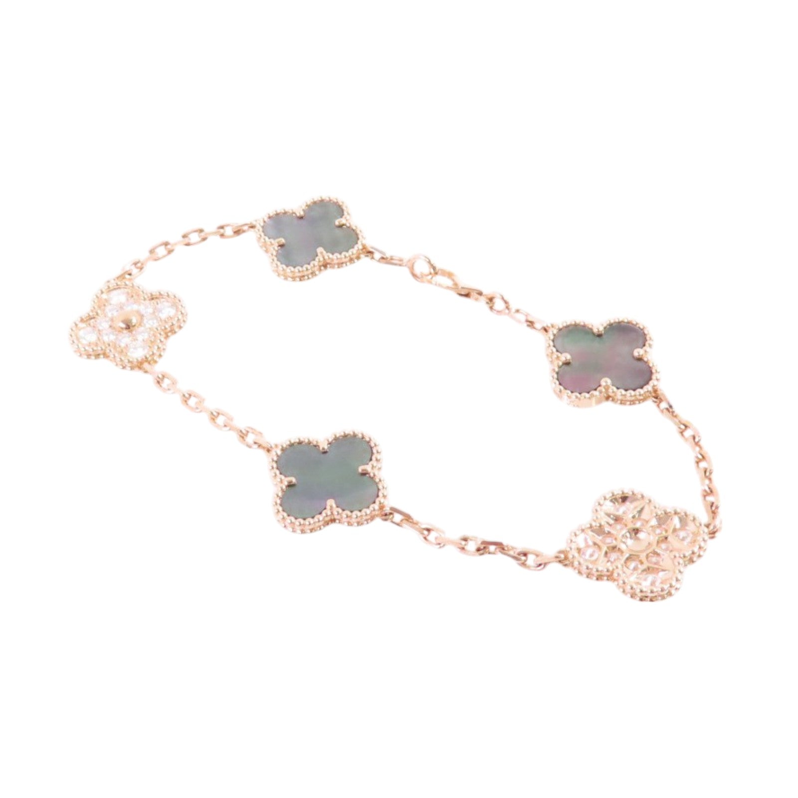 Van Cleef & Arpels 18K玫瑰金/鑽石/珍珠母Vintage Alhambra Bracelet手鏈