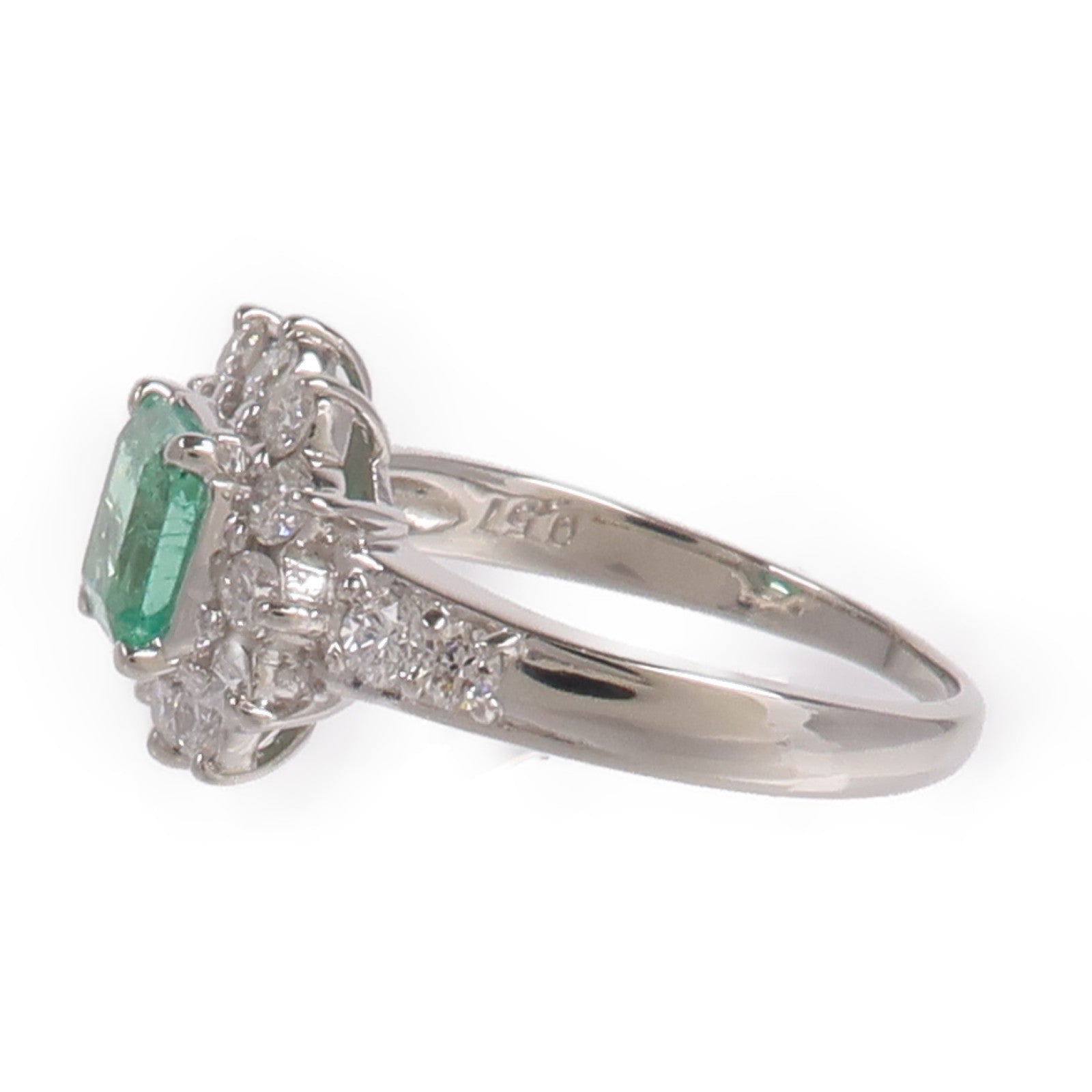 JEWELRY PT900鉑金Emerald Diamond Ring綠寶石/鑽石戒指