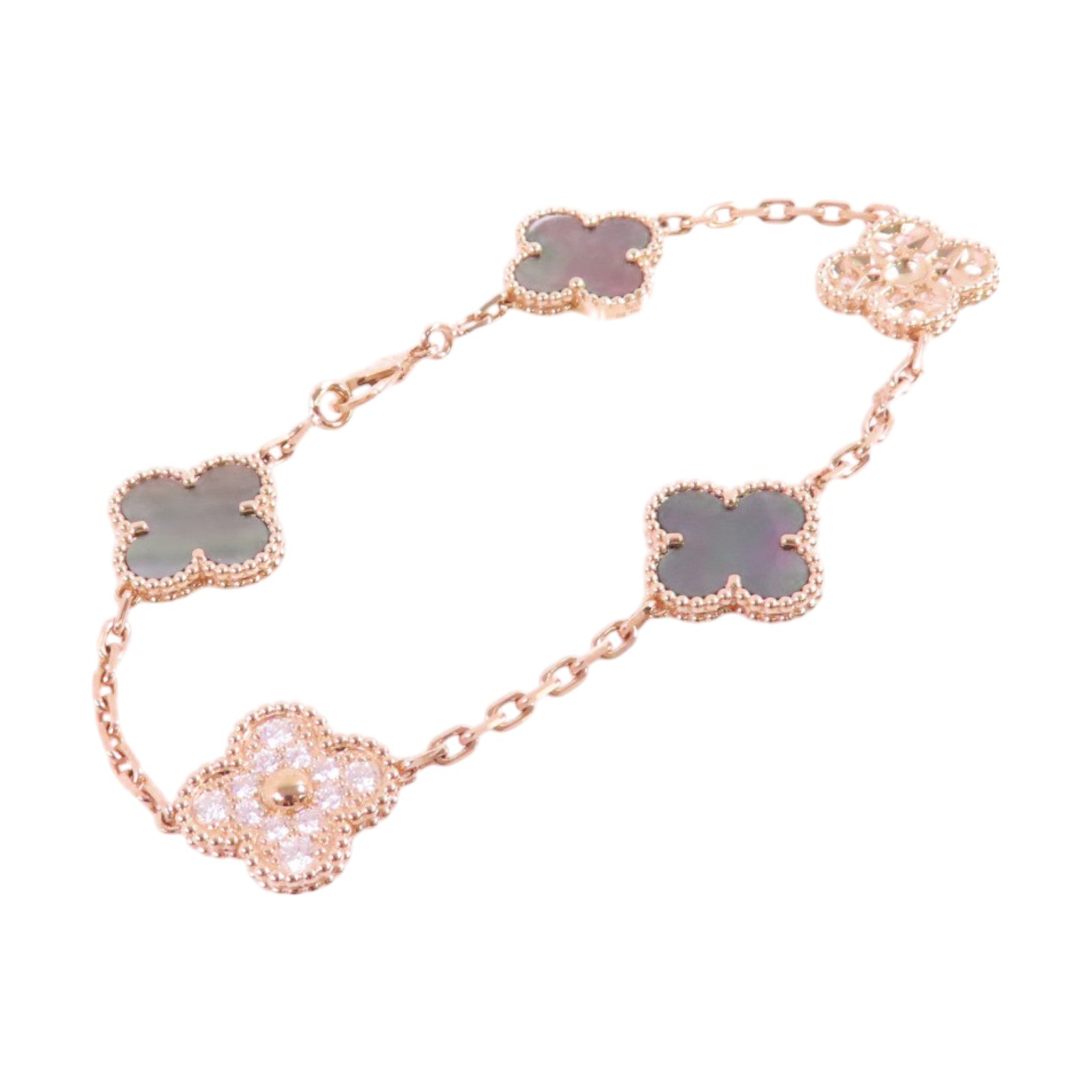 Van Cleef & Arpels 18K玫瑰金/鑽石/珍珠母Vintage Alhambra Bracelet手鏈