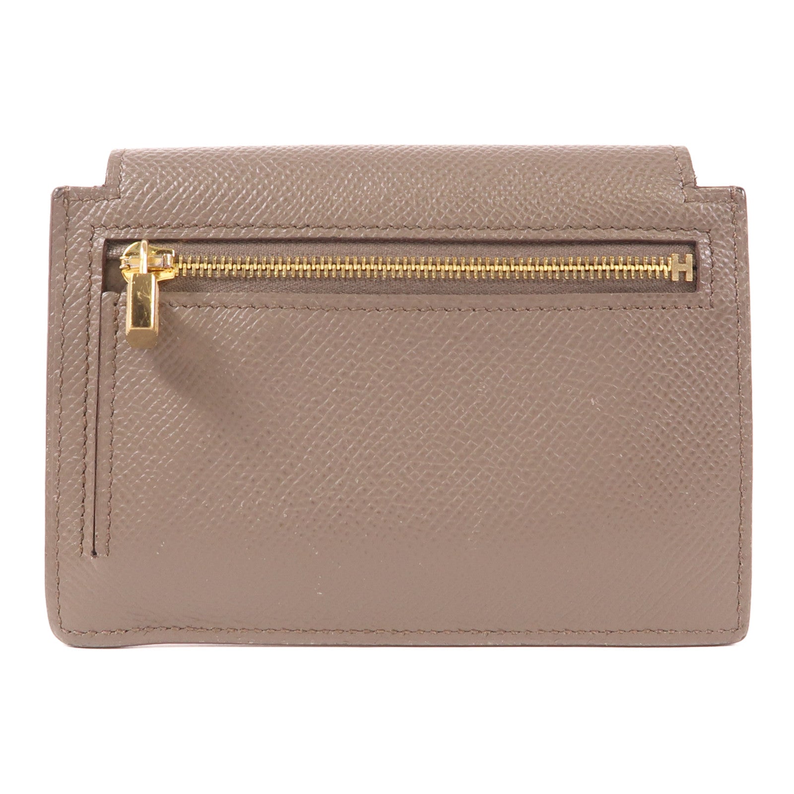 HERMES Epsom皮革Kelly Pocket金扣錢包Etain