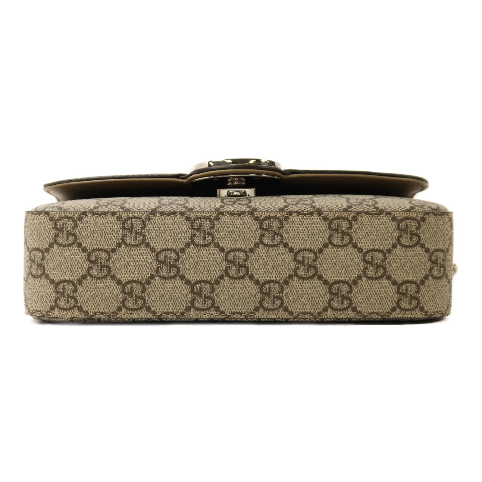 GUCCI 塗層帆布Petit GG Mini Bag銀扣鏈帶手挽肩背兩用袋