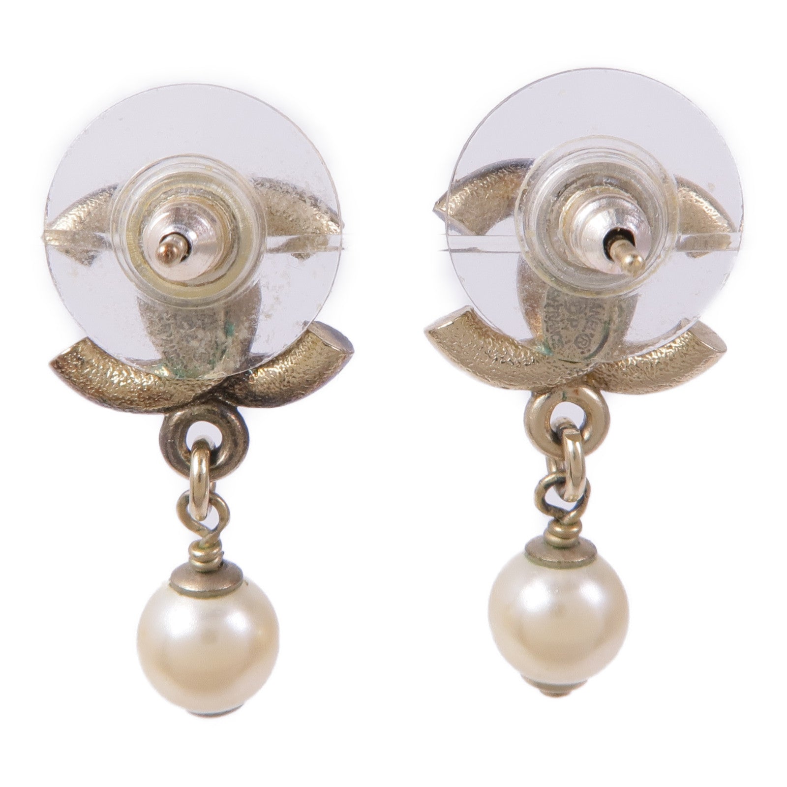 CHANEL CC Earrings Accessories PVC Metal Gold White