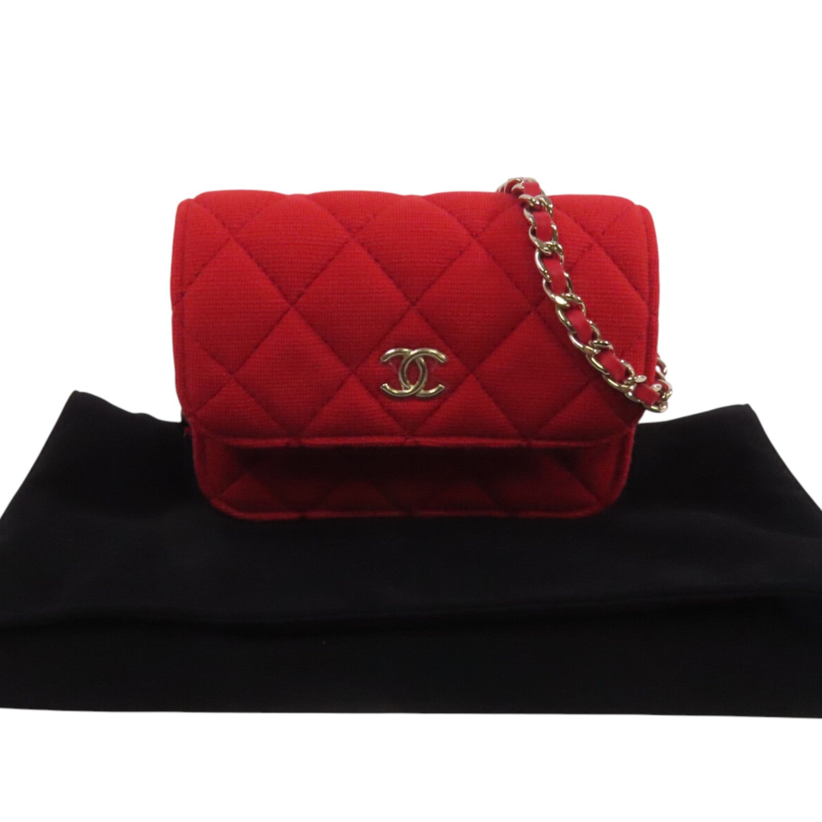 CHANEL 帆布Shoulder Bag金扣鏈帶肩背袋