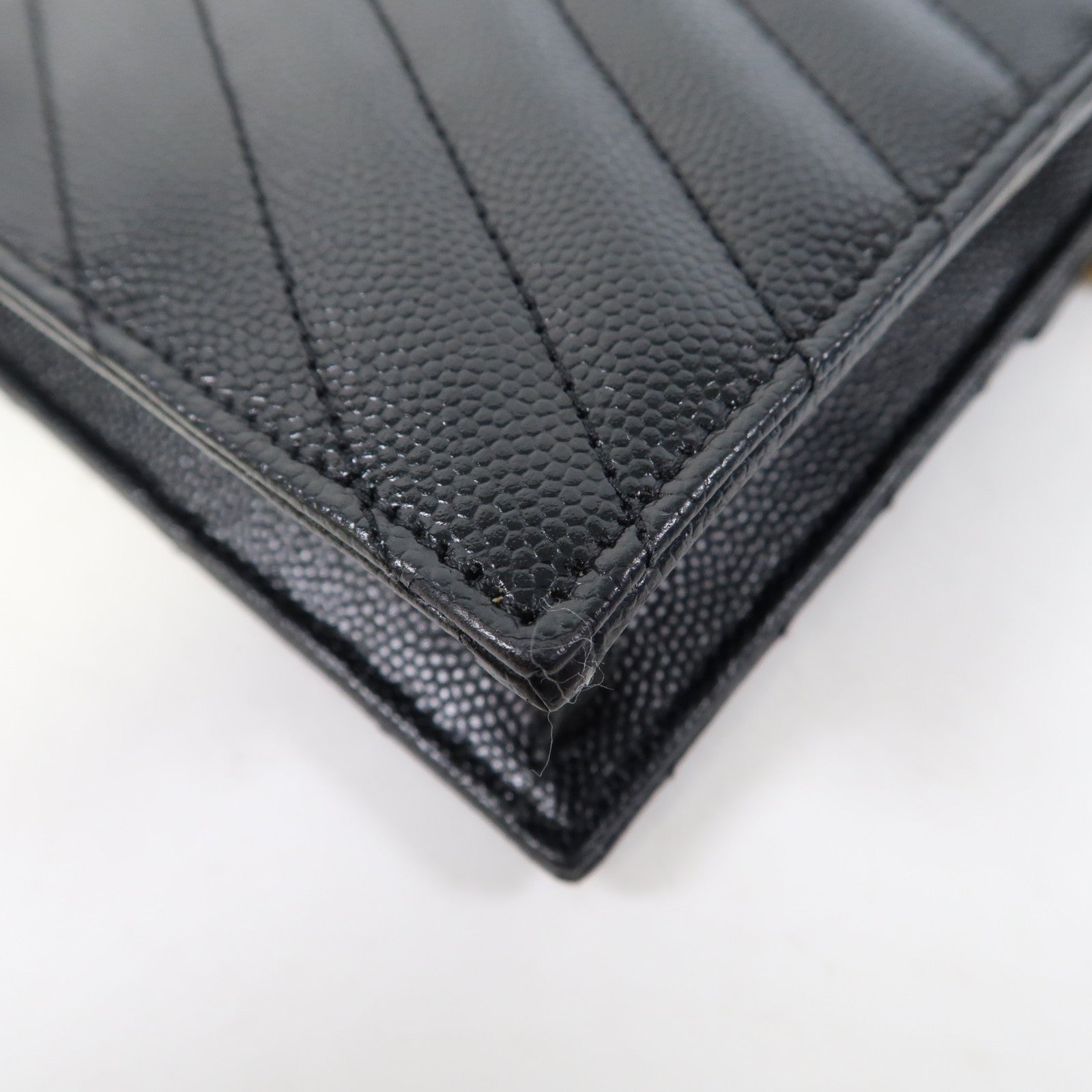 SAINT LAURENT 斜紋牛皮皮革Chain Shoulder Bag金扣鏈帶肩背袋黑色