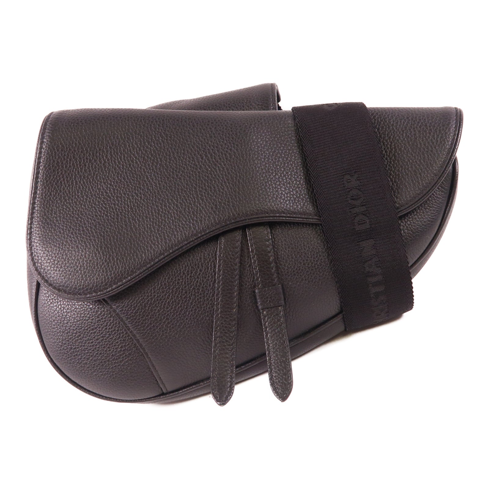 Dior 牛皮皮革Saddle Bag銀扣肩背袋