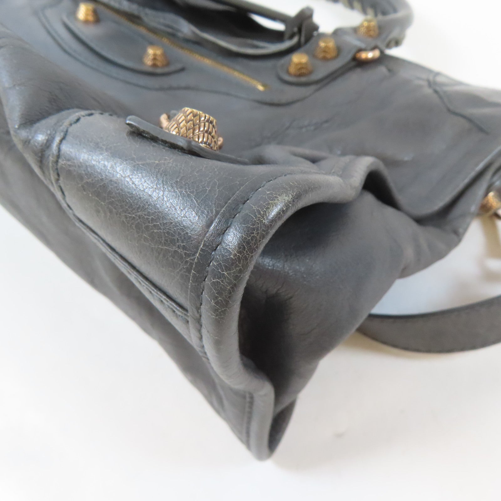 BALENCIAGA 牛皮皮革Giant City Medium金扣手挽肩背兩用袋灰色