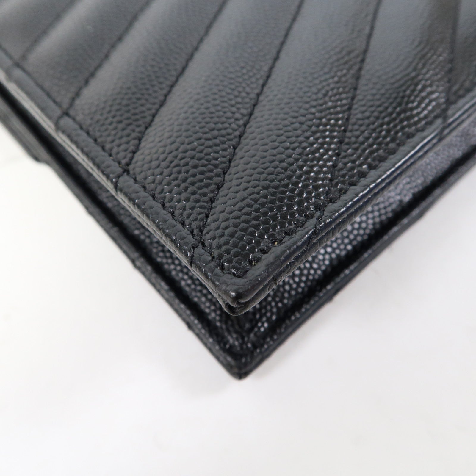 SAINT LAURENT 斜紋牛皮皮革Chain Shoulder Bag金扣鏈帶肩背袋黑色