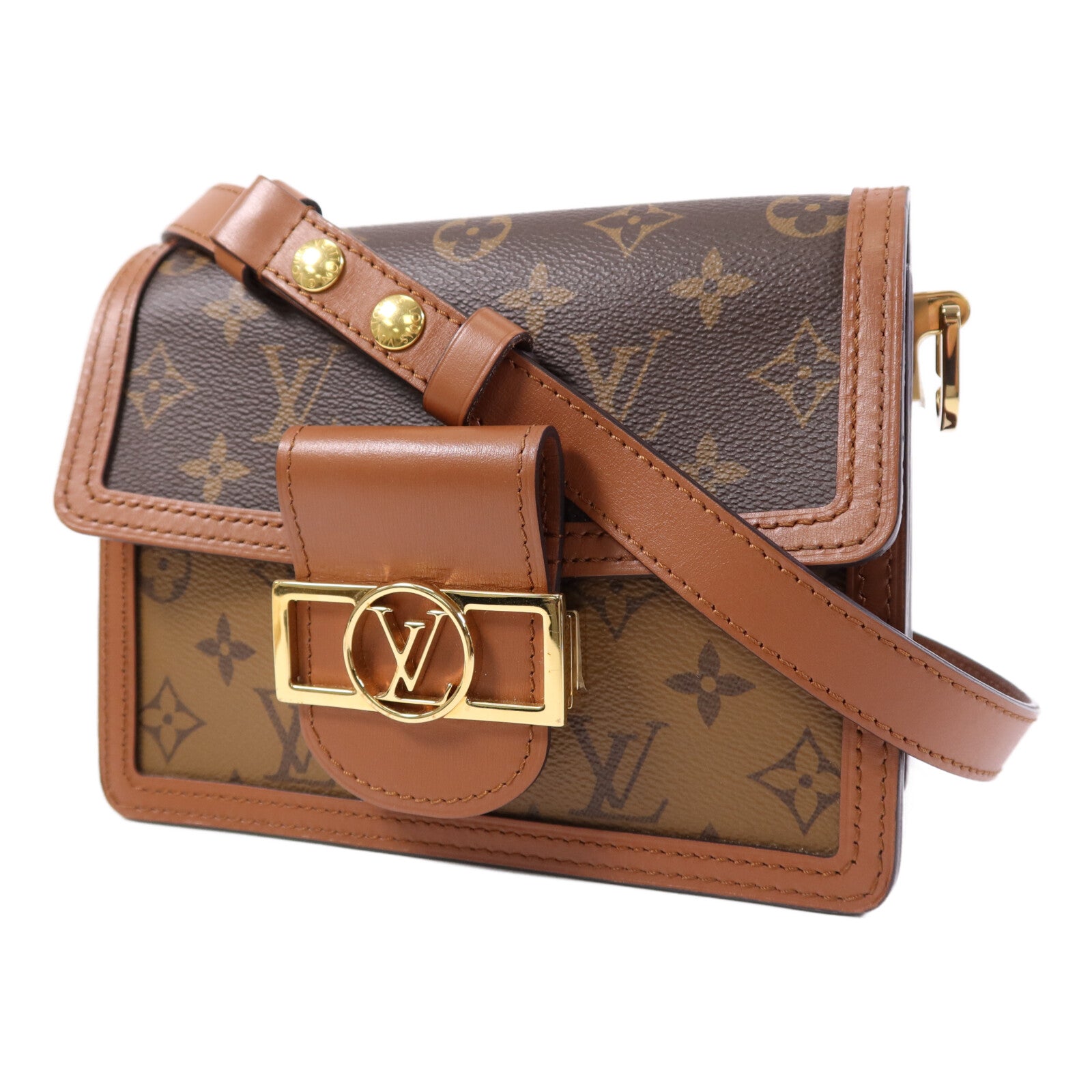 LOUIS VUITTON Monogram Reverse Mini Dauphine金扣肩背袋